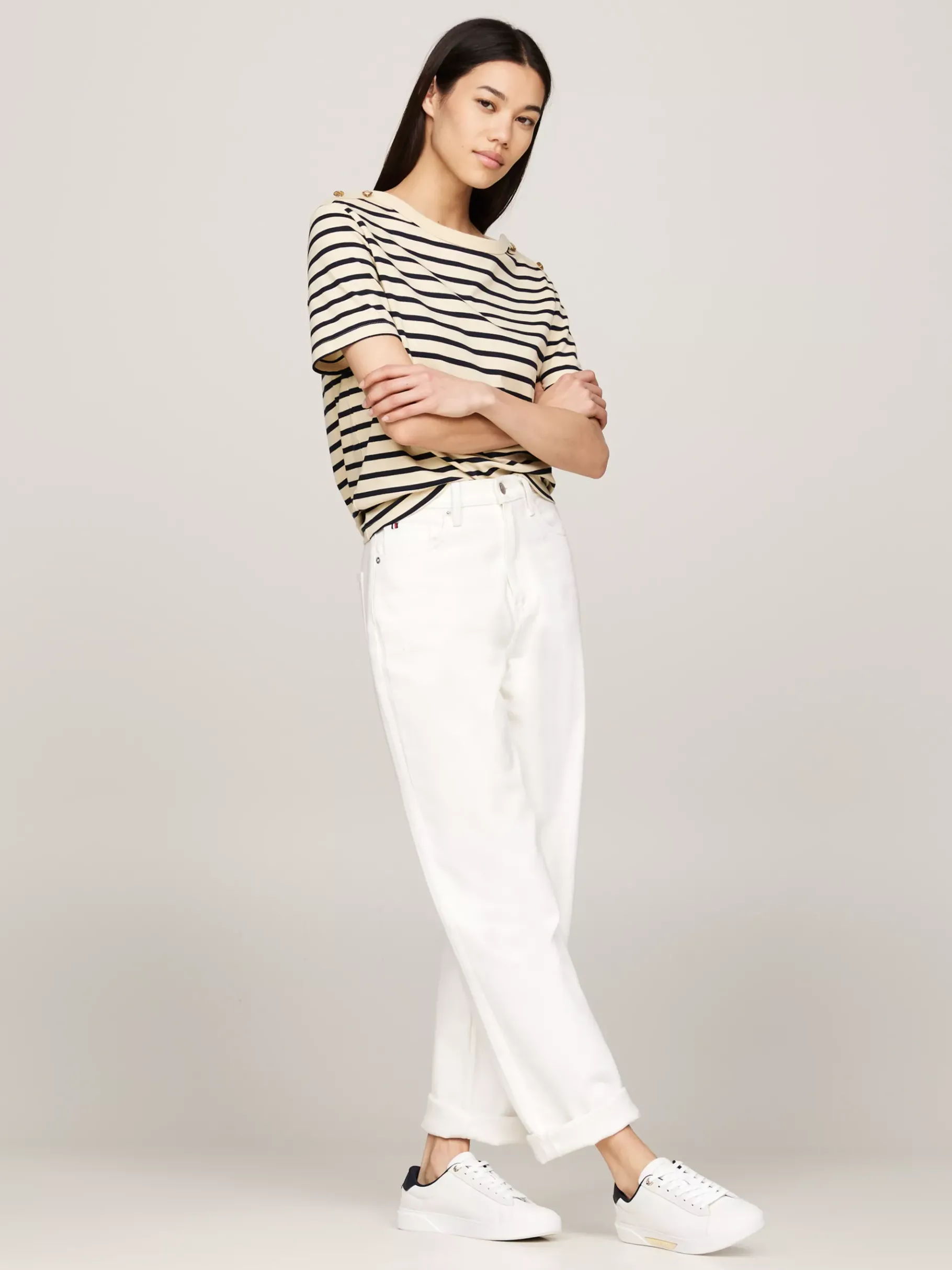 Tommy Hilfiger Court-Sneaker aus Leder mit Metall-Highlights ECRU Shop