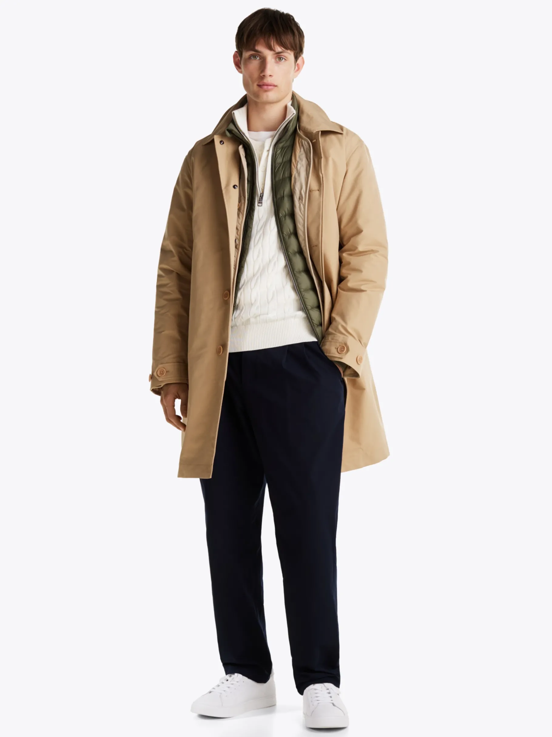 Tommy Hilfiger Court-Sneaker aus Leder mit Flag-Stickerei WHITE New