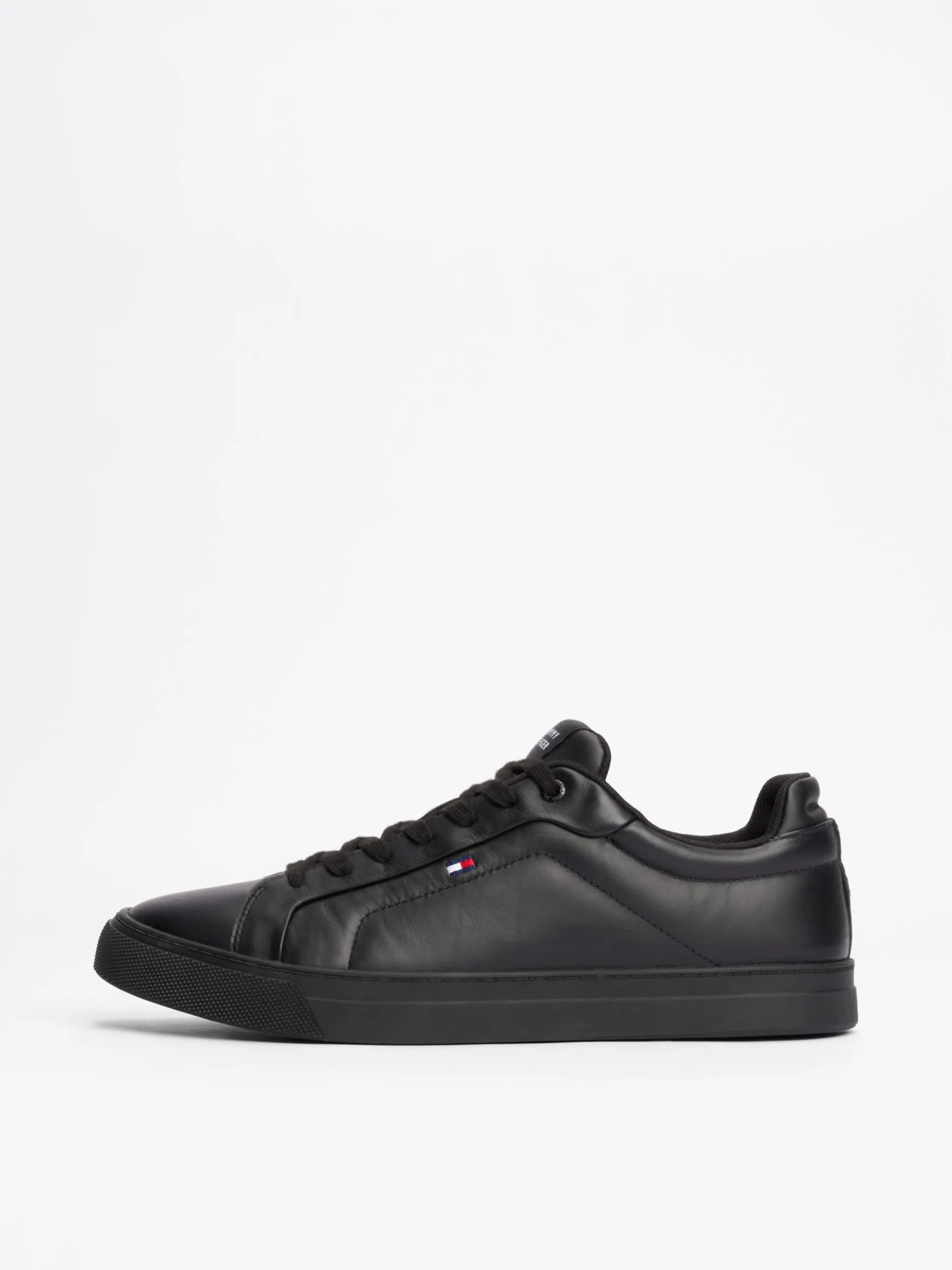 Tommy Hilfiger Court-Sneaker aus Leder mit Flag-Stickerei BLACK Store