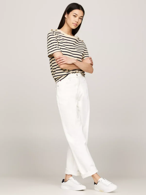 Tommy Hilfiger Court-Sneaker aus Leder mit Metall-Highlights ECRU Shop