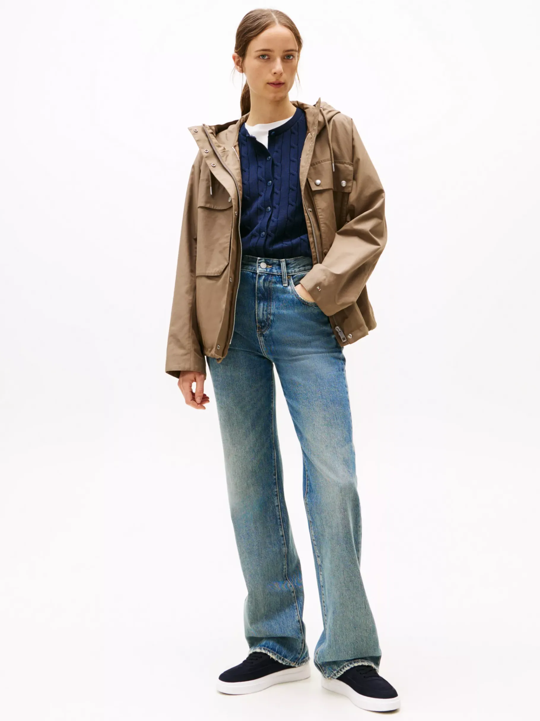 Tommy Hilfiger Court-Sneaker aus Leder mit Metallic-Logo SPACE BLUE Outlet