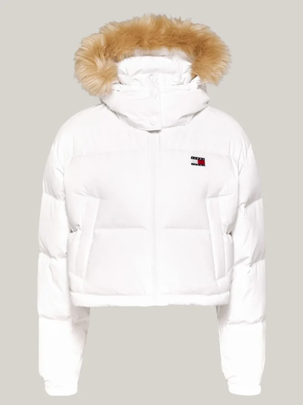 Tommy Hilfiger Cropped Fit Alaska Puffer-Jacke mit Daunen WHITE Online