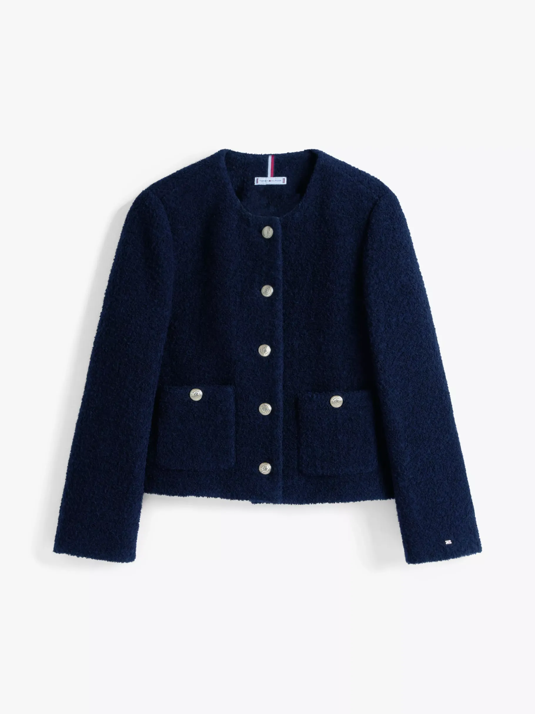 Tommy Hilfiger Cropped Fit Bouclé-Jacke aus Wollmix DARK NIGHT NAVY Hot