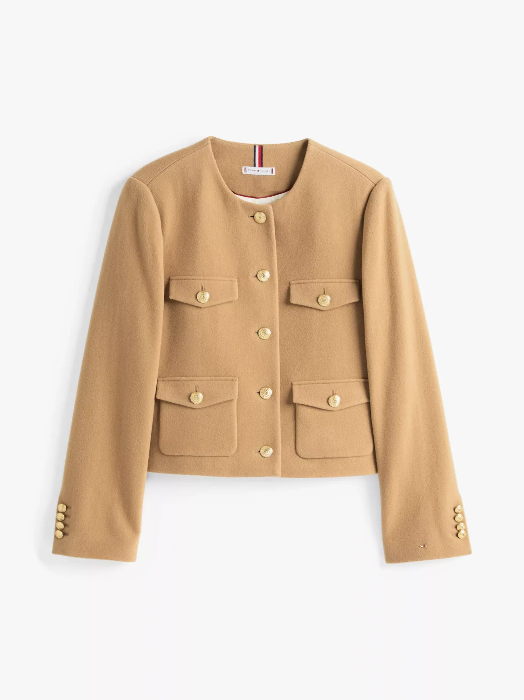 Tommy Hilfiger Cropped Fit Double Face-Jacke mit viel Wolle CLASSIC KHAKI Discount