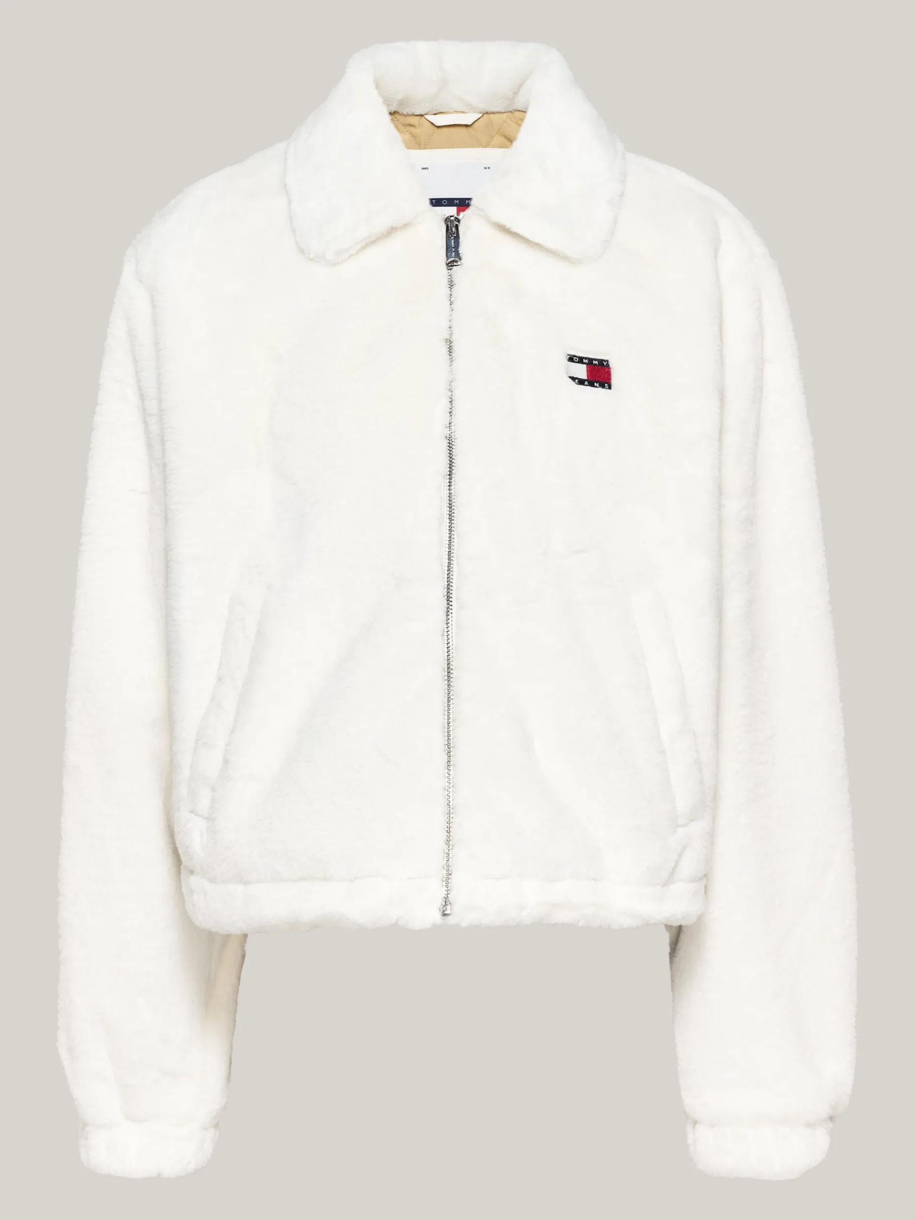 Tommy Hilfiger Cropped Fit Jacke aus Kunstpelz IVORY Outlet