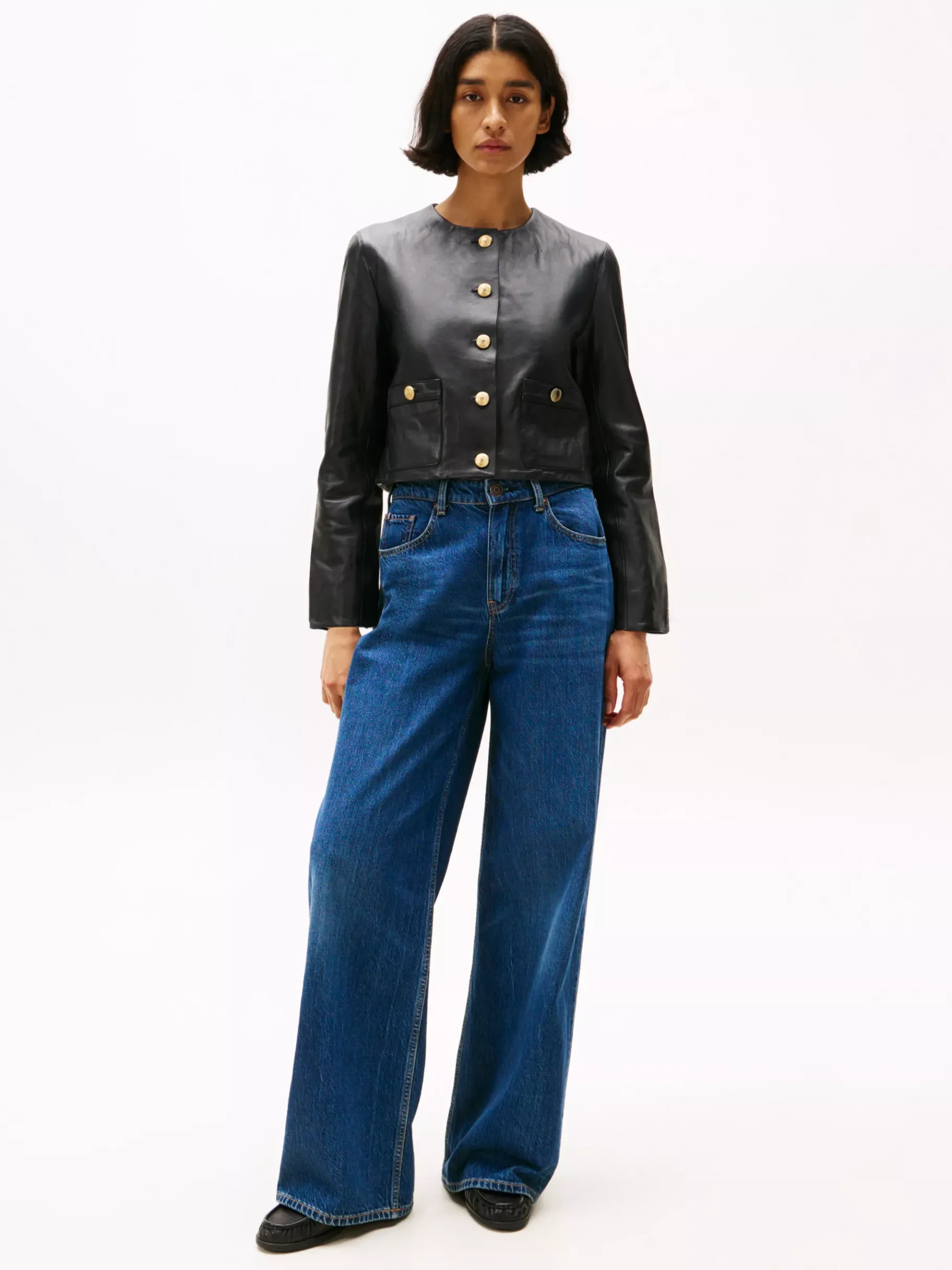 Tommy Hilfiger Cropped Fit Lederjacke BLACK Shop