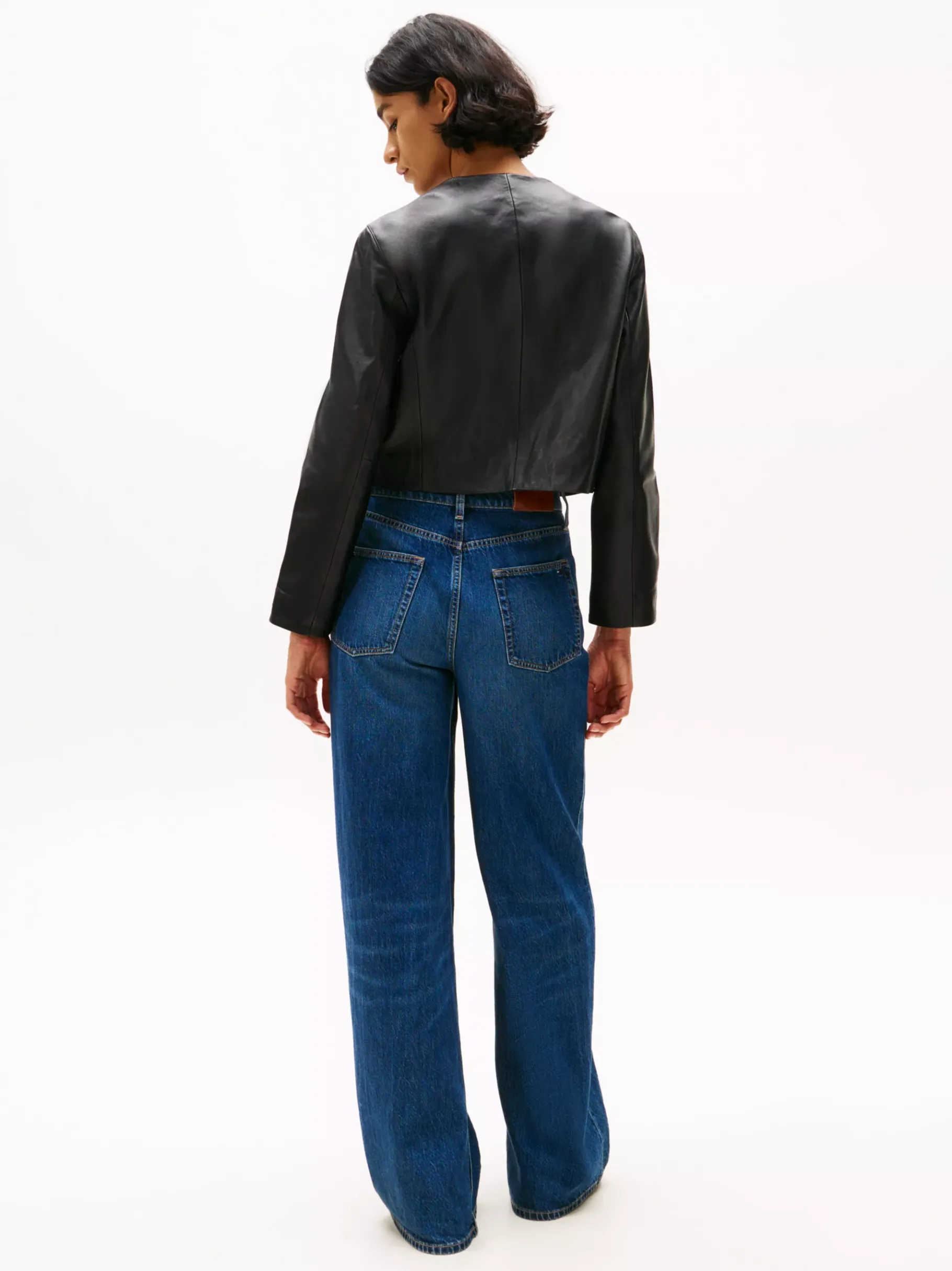 Tommy Hilfiger Cropped Fit Lederjacke BLACK Shop