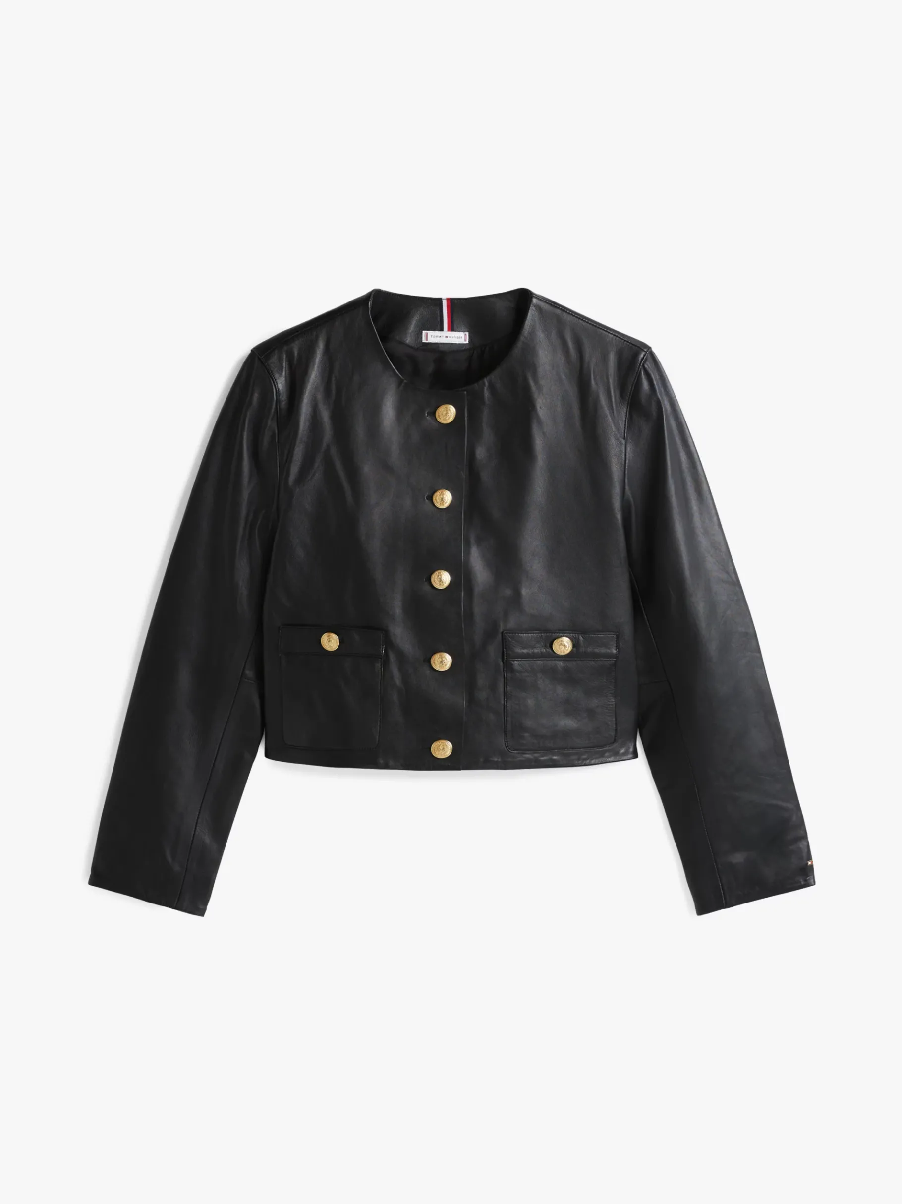 Tommy Hilfiger Cropped Fit Lederjacke BLACK Shop