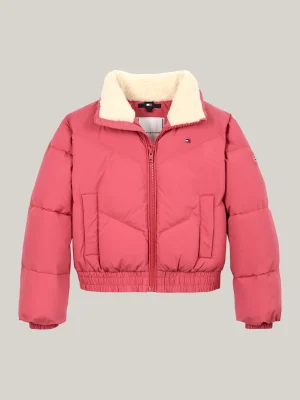 Tommy Hilfiger Cropped Fit Puffer-Jacke mit Teddy-Fleece HERITAGE PINK Discount