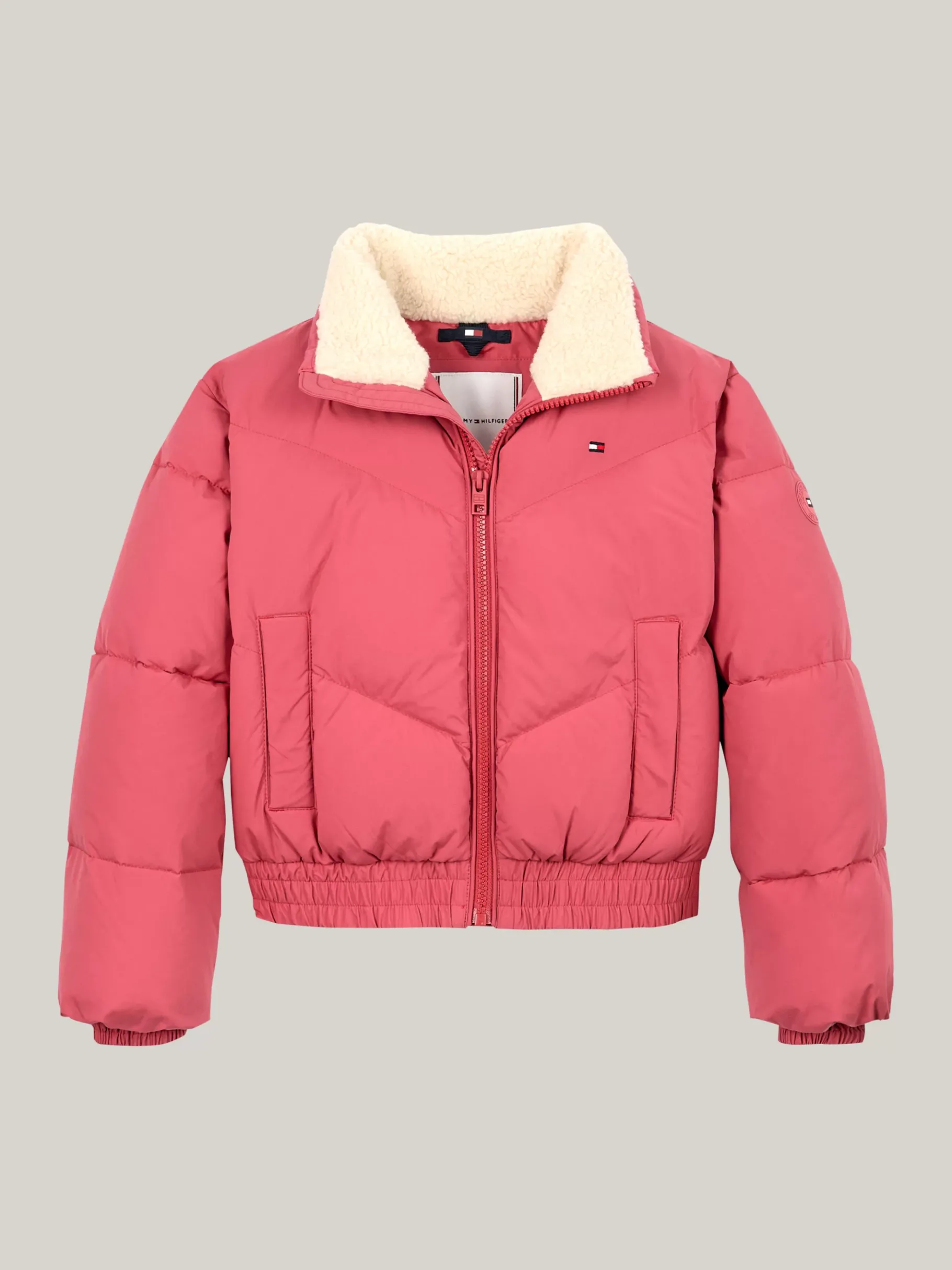 Tommy Hilfiger Cropped Fit Puffer-Jacke mit Teddy-Fleece HERITAGE PINK Discount