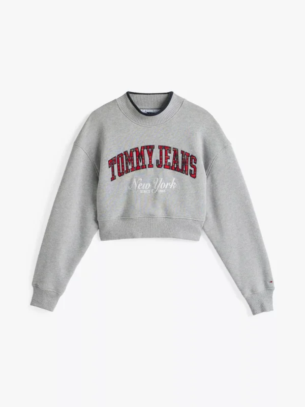 Tommy Hilfiger Cropped Fit Sweatshirt mit Trichterkragen GREY HTR Cheap