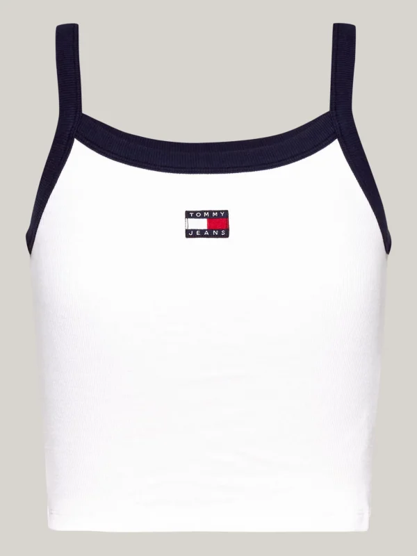 Tommy Hilfiger Cropped Fit Tanktop mit Tommy-Badge WHITE Outlet