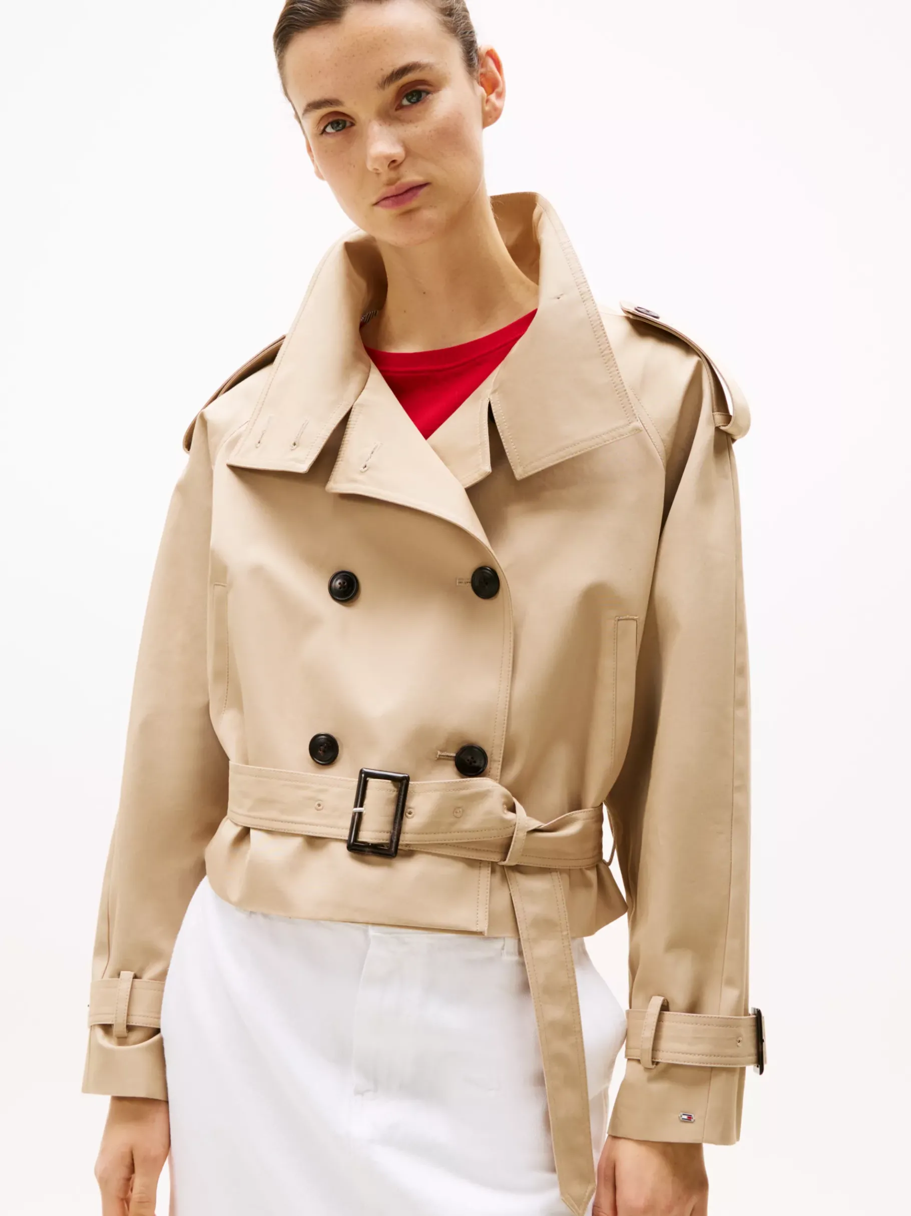 Tommy Hilfiger Cropped Fit Trenchcoat BEIGE Online
