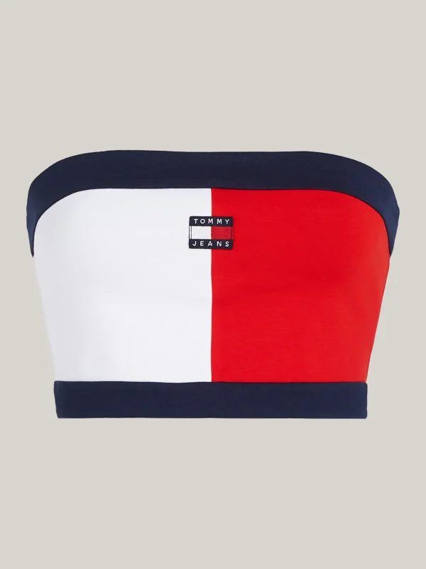 Tommy Hilfiger Cropped Fit Tube-Top mit Badge WHITE / MULTI Flash Sale