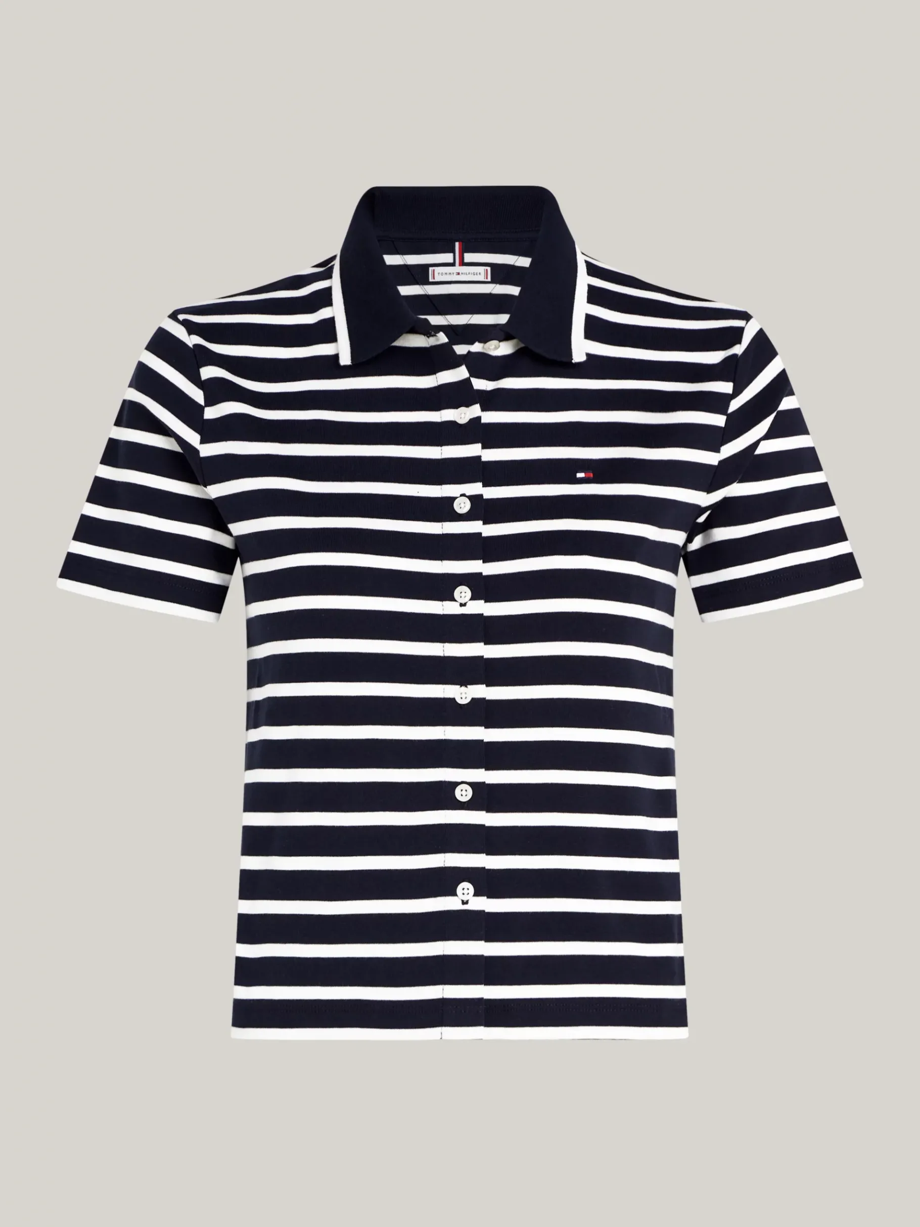 Tommy Hilfiger Cropped Slim Fit Poloshirt mit Knopfleiste BRETON DESERT SKY/ECRU Hot