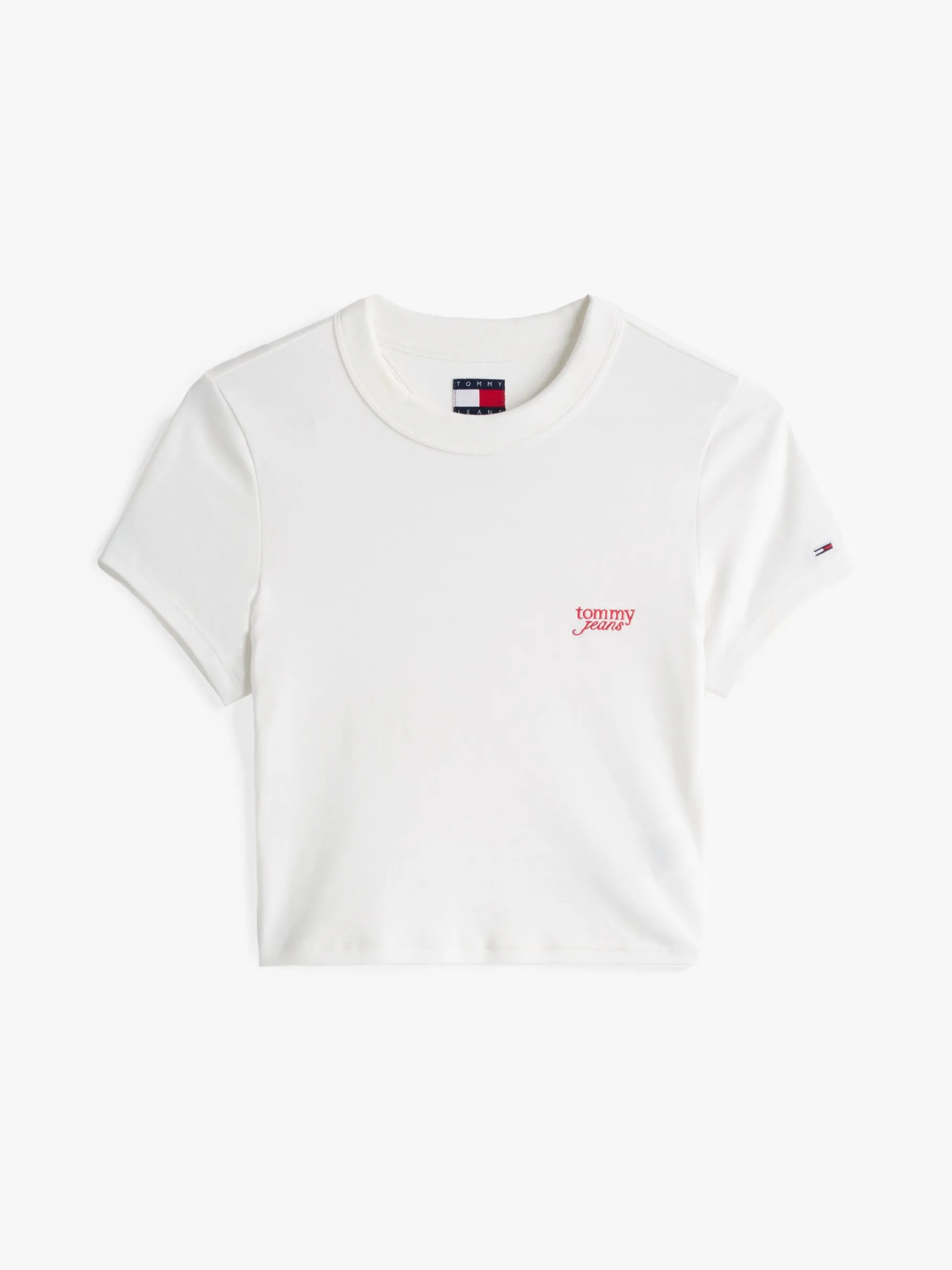 Tommy Hilfiger Cropped Slim Fit T-Shirt mit Logo ECRU Cheap