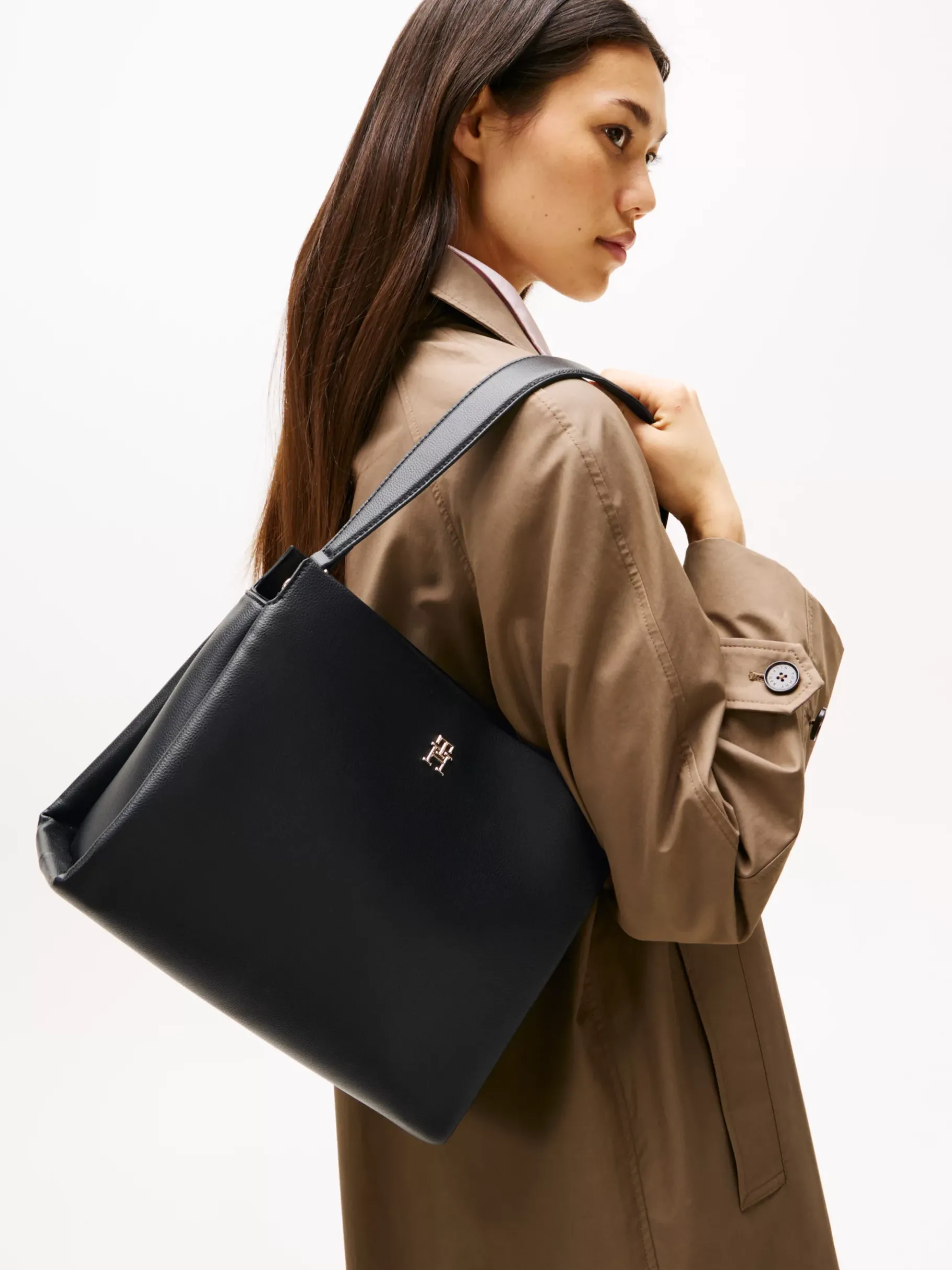 Tommy Hilfiger Crossbody-Satchel mit genarbtem Finish BLACK Discount