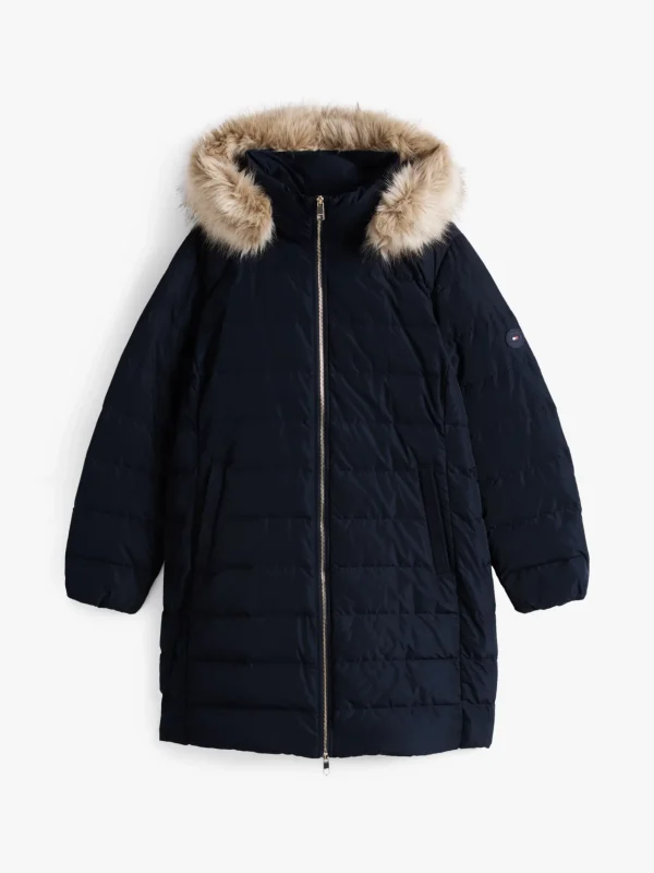 Tommy Hilfiger Curve Daunenmantel mit Kunstpelz an Kapuze DESERT SKY Best Sale