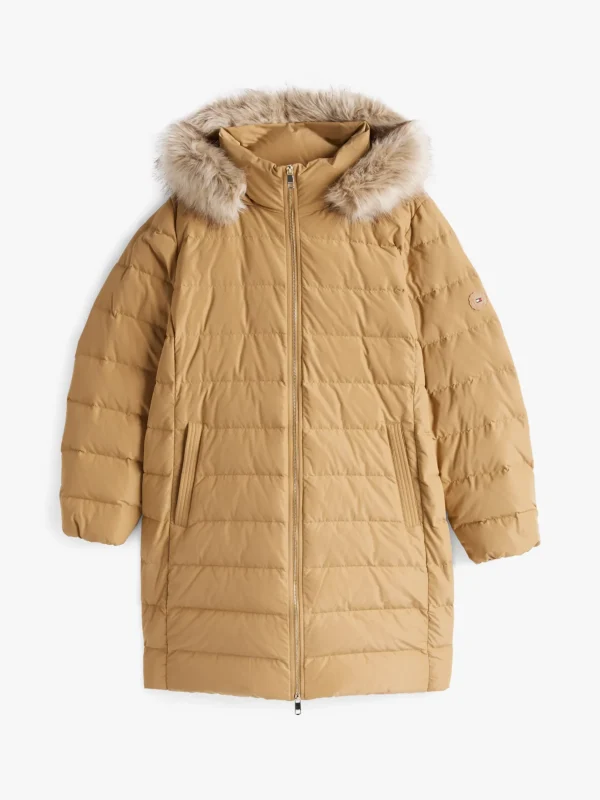 Tommy Hilfiger Curve Daunenmantel mit Kunstpelz an Kapuze CLASSIC KHAKI New