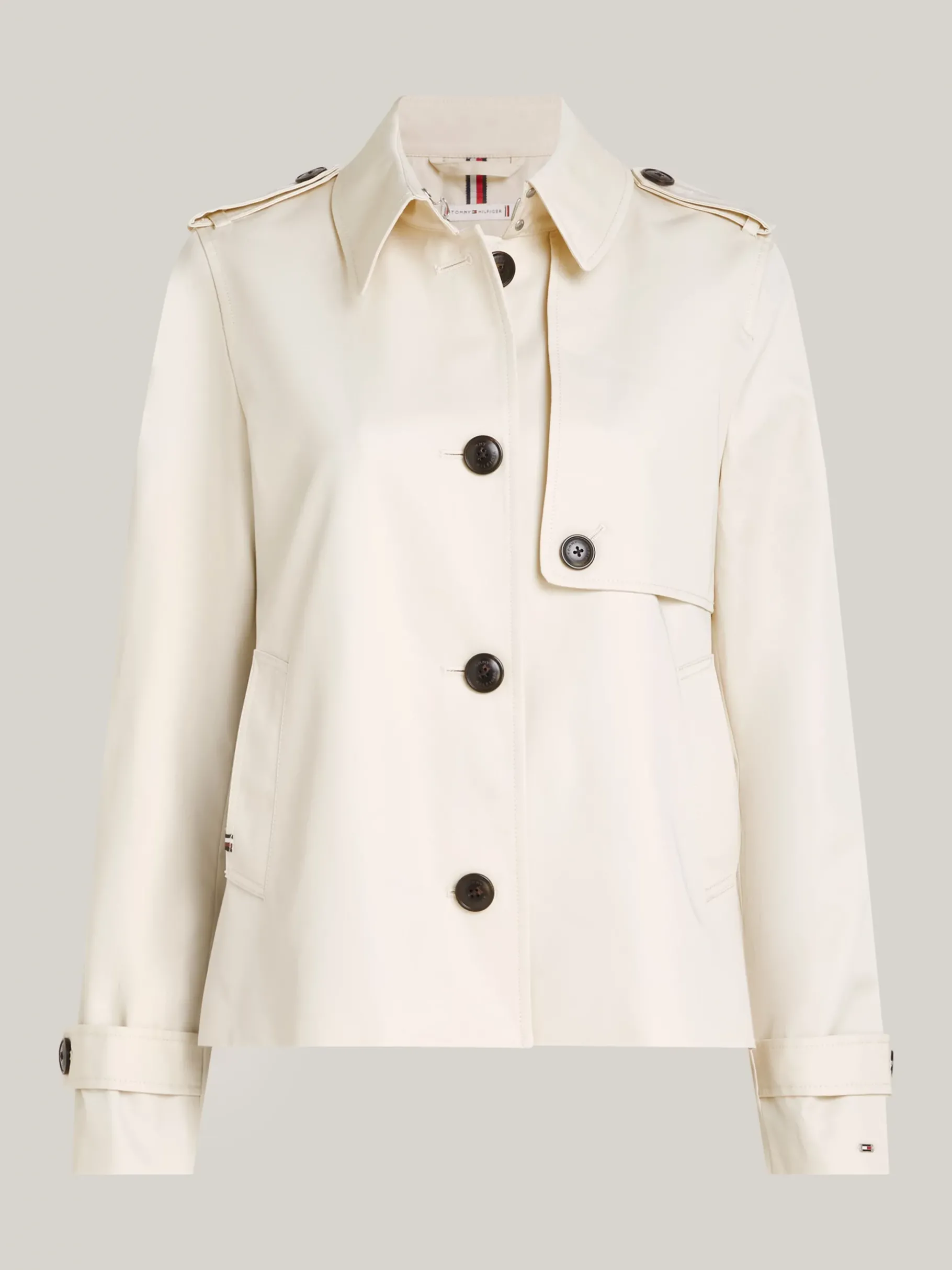 Tommy Hilfiger Curve einreihiger kurzer Trenchcoat DESERT SAND DUNE Shop