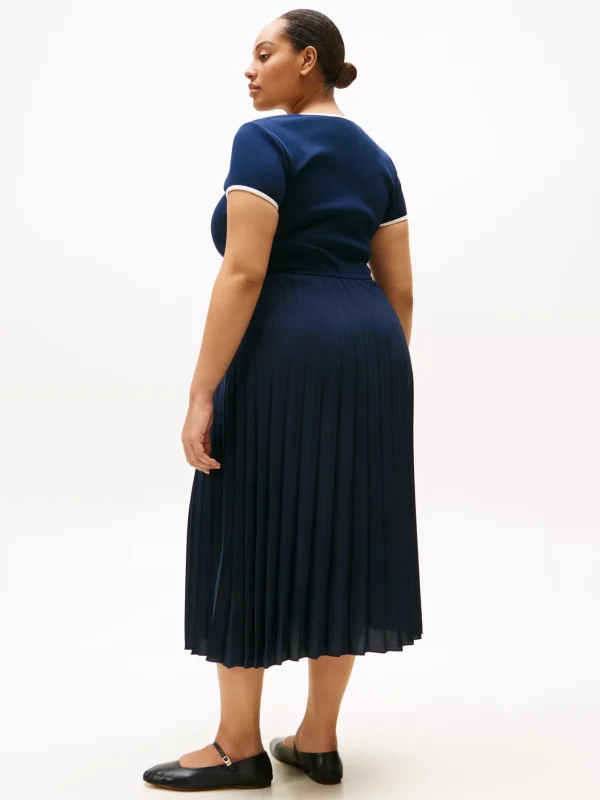 Tommy Hilfiger Curve Fit-and-Flare-Midikleid mit Faltenrock DARK NIGHT NAVY Sale