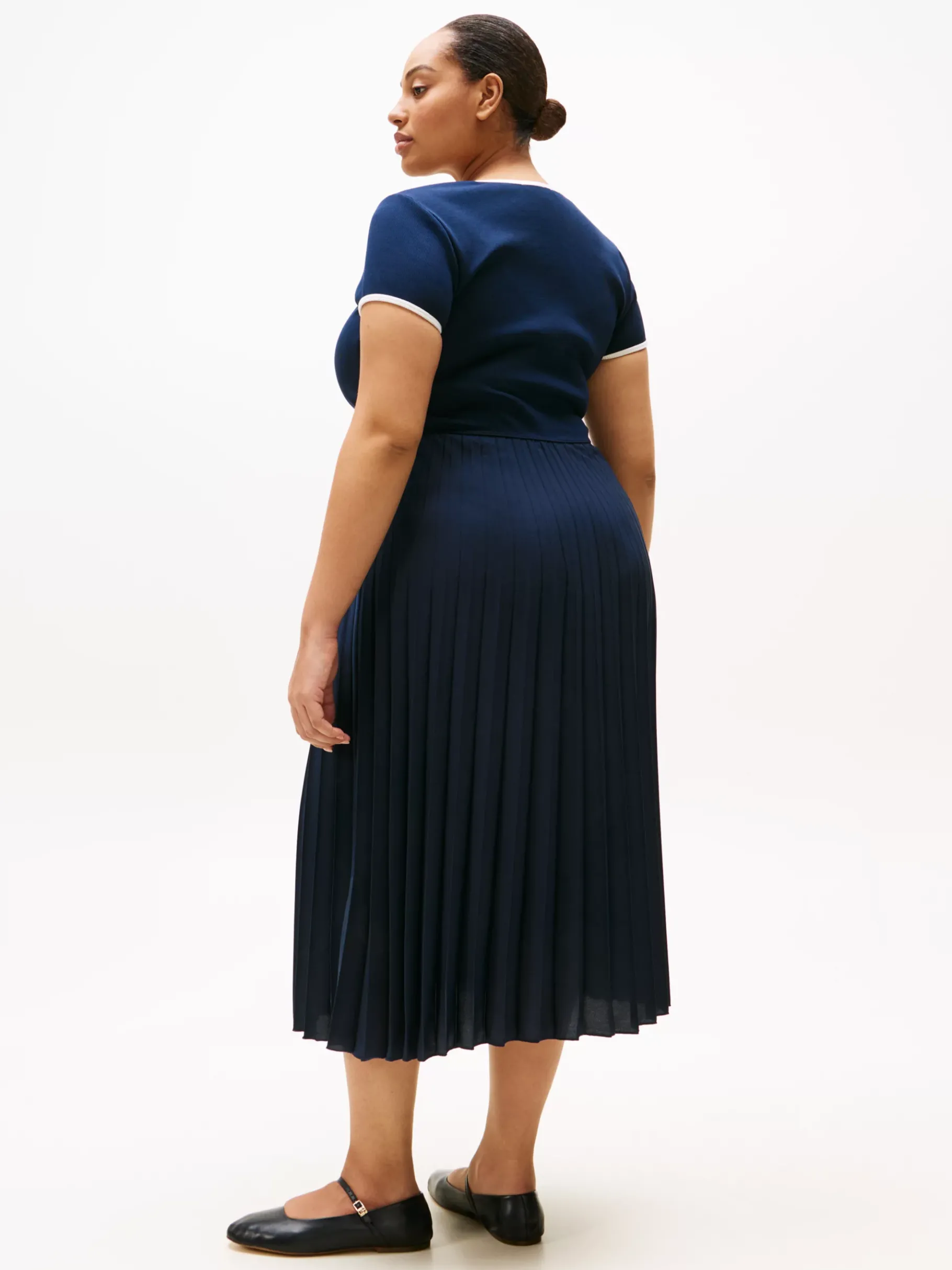 Tommy Hilfiger Curve Fit-and-Flare-Midikleid mit Faltenrock DARK NIGHT NAVY Sale