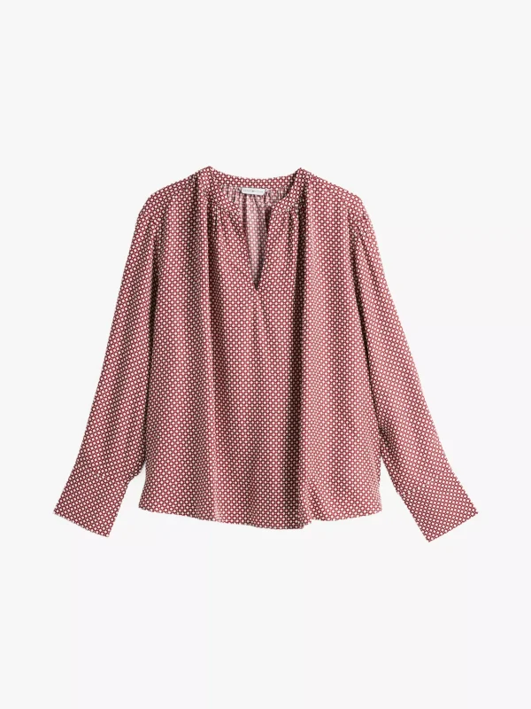 Tommy Hilfiger Curve geraffte Bluse mit V-Ausschnitt und Print MINI GEO PRIMARY RED Fashion