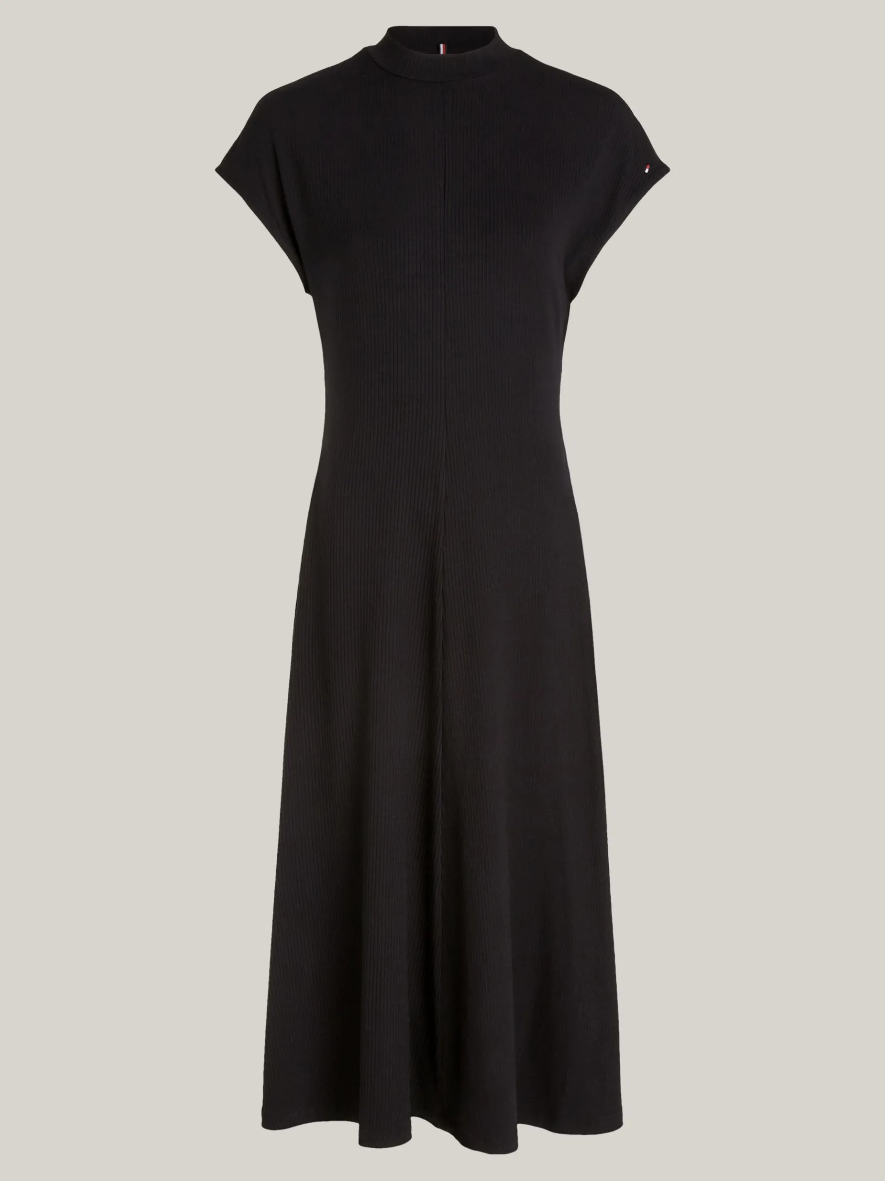 Tommy Hilfiger Curve geripptes Midi-Kleid in A-Linie BLACK Cheap