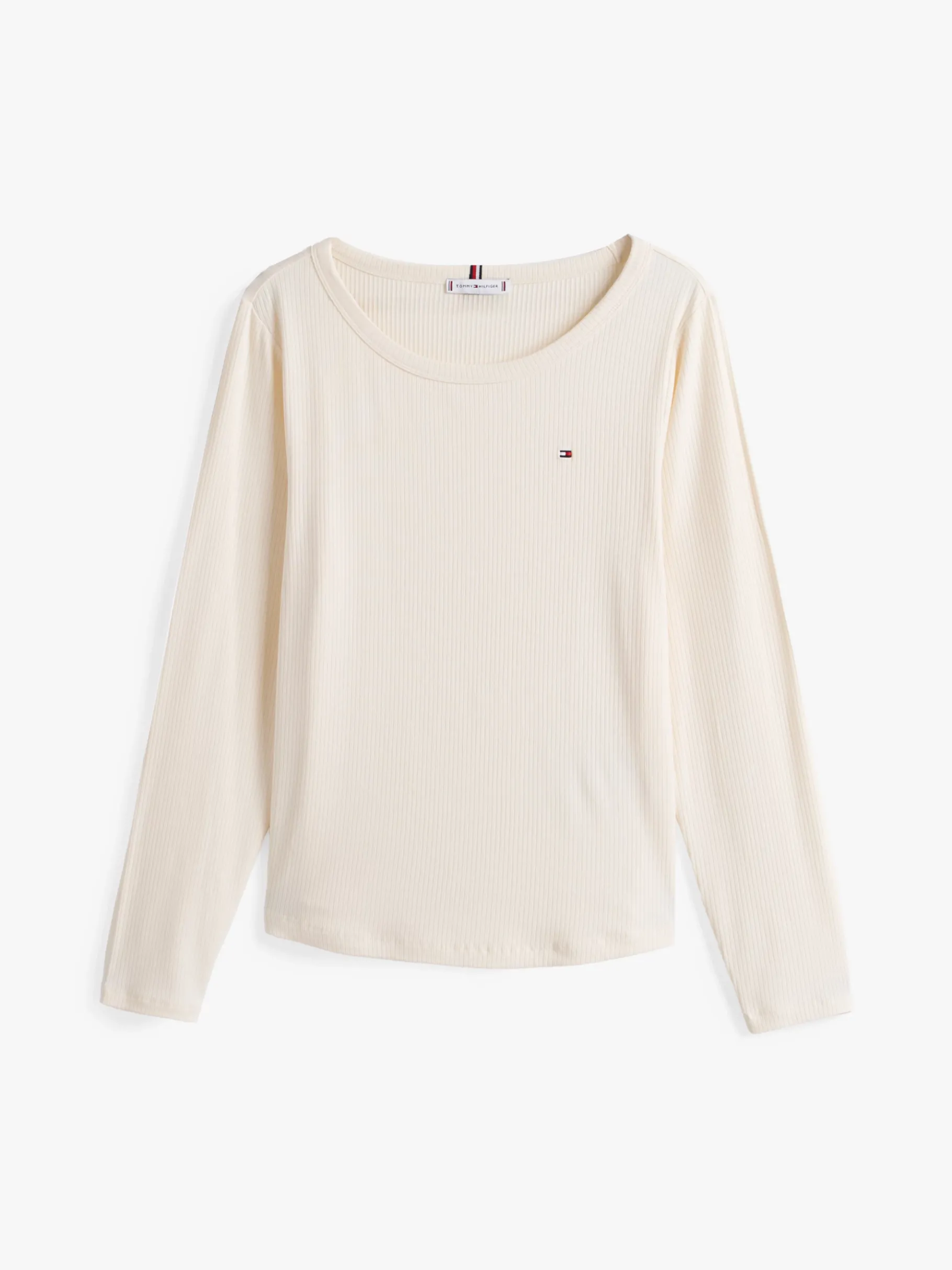 Tommy Hilfiger Curve geripptes Slim Fit Langarmshirt CALICO New