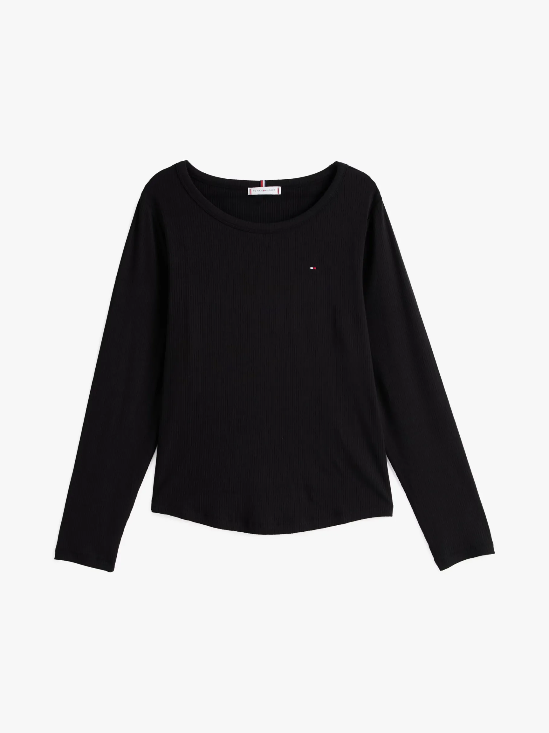 Tommy Hilfiger Curve geripptes Slim Fit Langarmshirt BLACK Shop