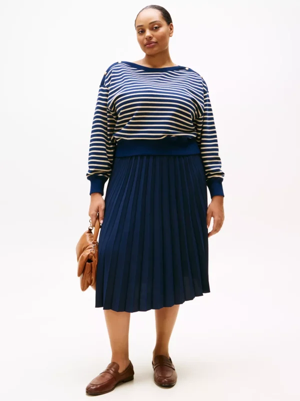 Tommy Hilfiger Curve Midi-Faltenrock DARK NIGHT NAVY Sale