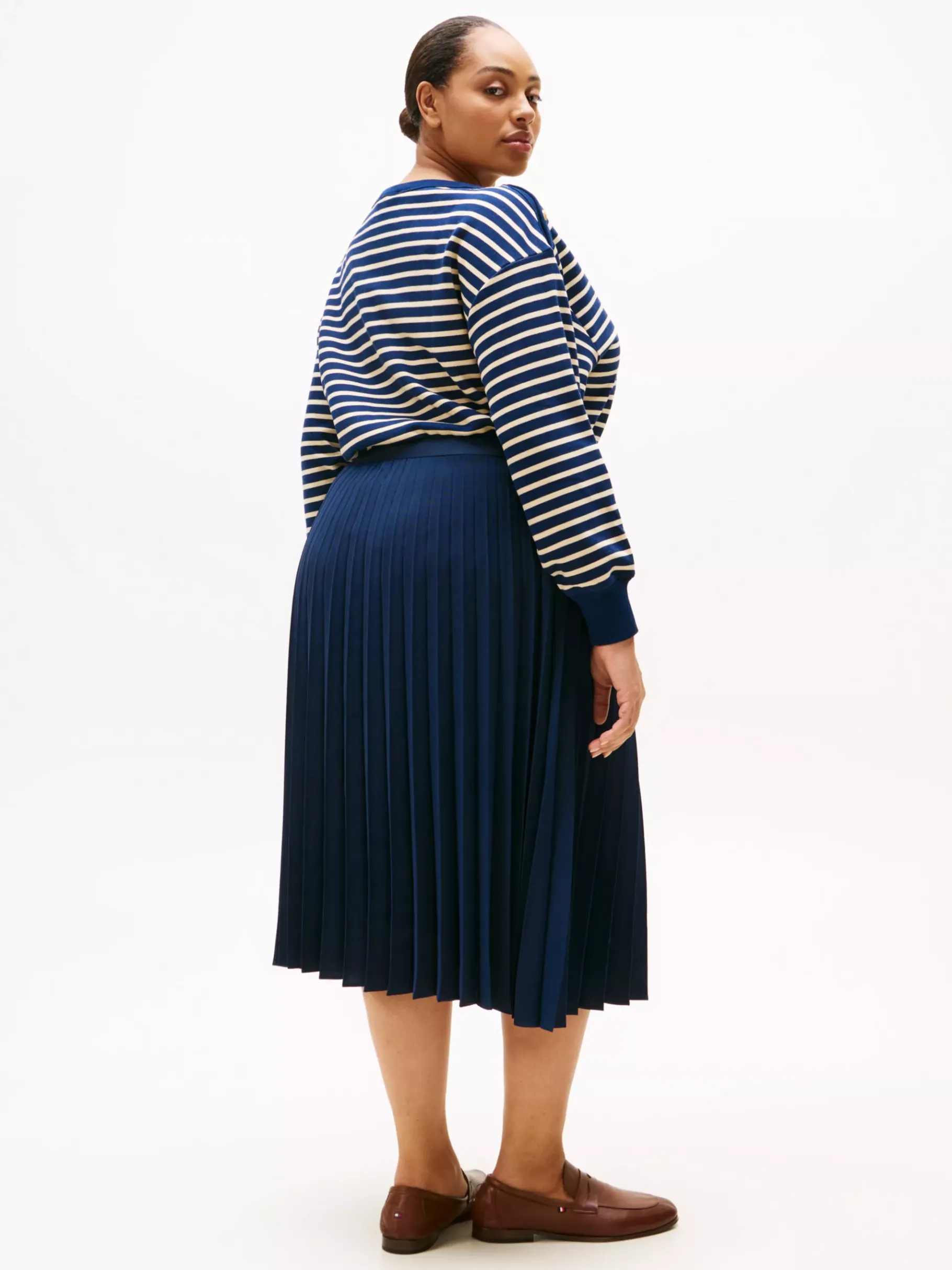 Tommy Hilfiger Curve Midi-Faltenrock DARK NIGHT NAVY Sale