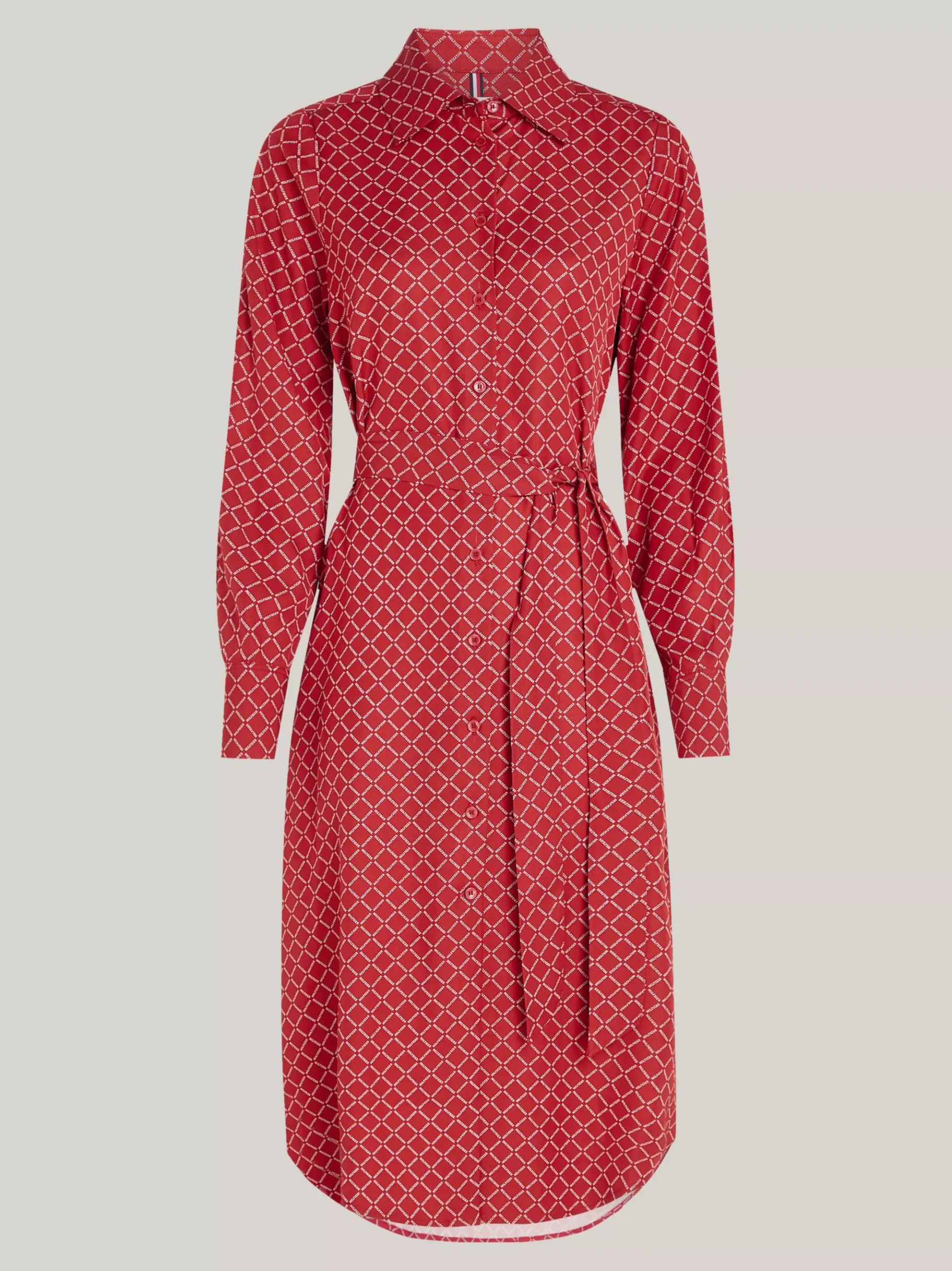 Tommy Hilfiger Curve Midi-Hemdkleid mit Bindeband an Taille DIAMOND MONOTYPE/ DARK MAGMA Flash Sale