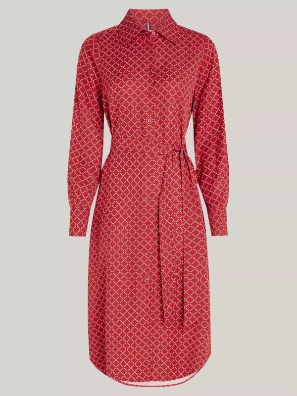 Tommy Hilfiger Curve Midi-Hemdkleid mit Bindeband an Taille DIAMOND MONOTYPE/ DARK MAGMA Flash Sale