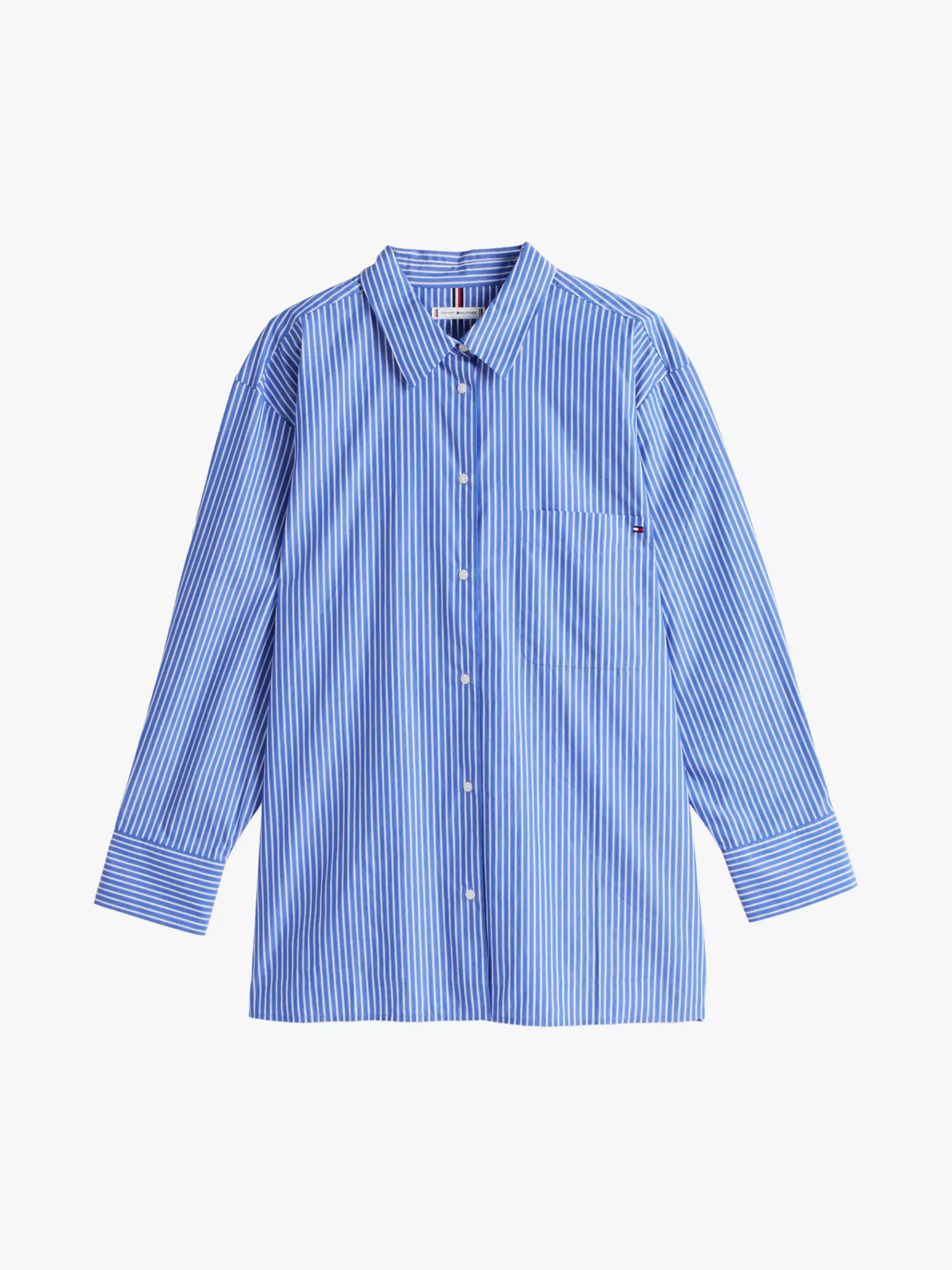Tommy Hilfiger Curve Oversized Fit Popeline-Hemd BLUE STRIPE Discount