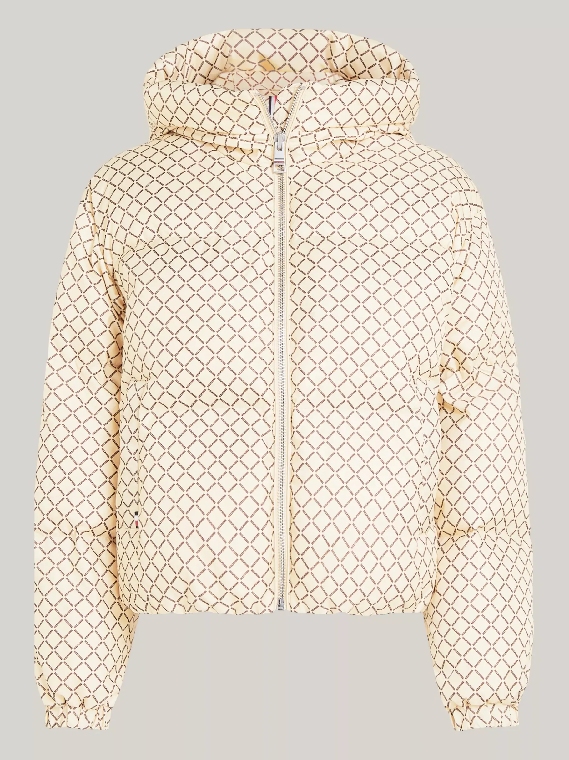 Tommy Hilfiger Curve Puffer-Jacke mit Tommy-Print DIAMOND MONOTYPE/ COUNTRY IVORY Best Sale