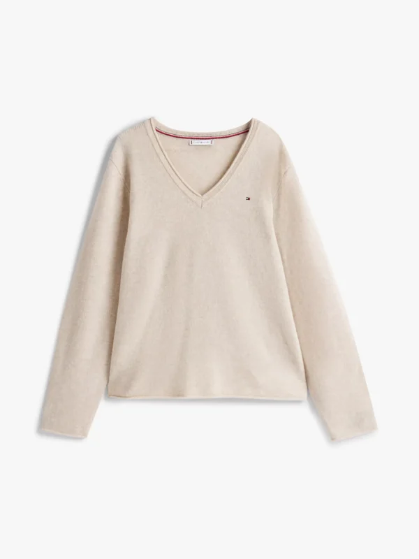 Tommy Hilfiger Curve Pullover aus reiner Wolle CLASSIC BEIGE HEATHER Cheap