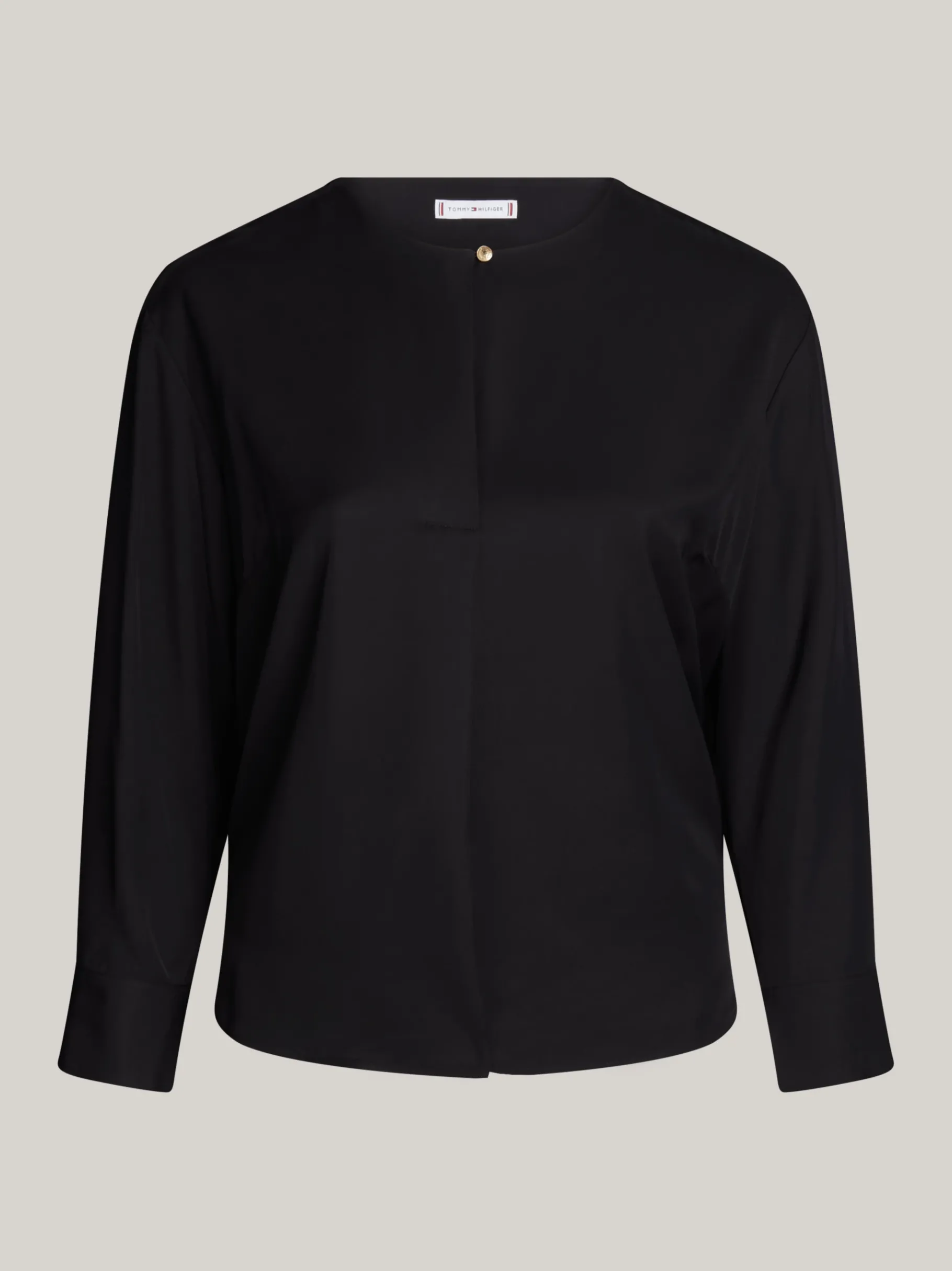 Tommy Hilfiger Curve Relaxed Fit Bluse mit geprägtem Knopf BLACK New