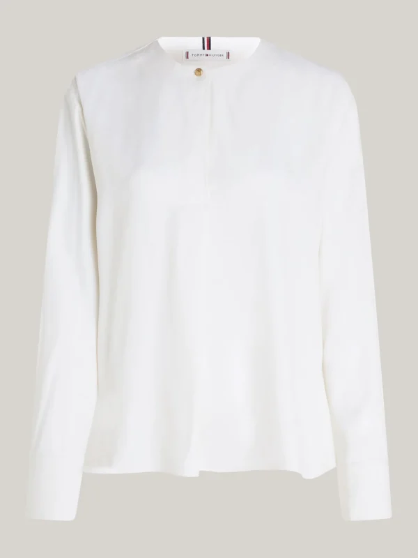 Tommy Hilfiger Curve Relaxed Fit Bluse mit geprägtem Knopf ANCIENT WHITE New