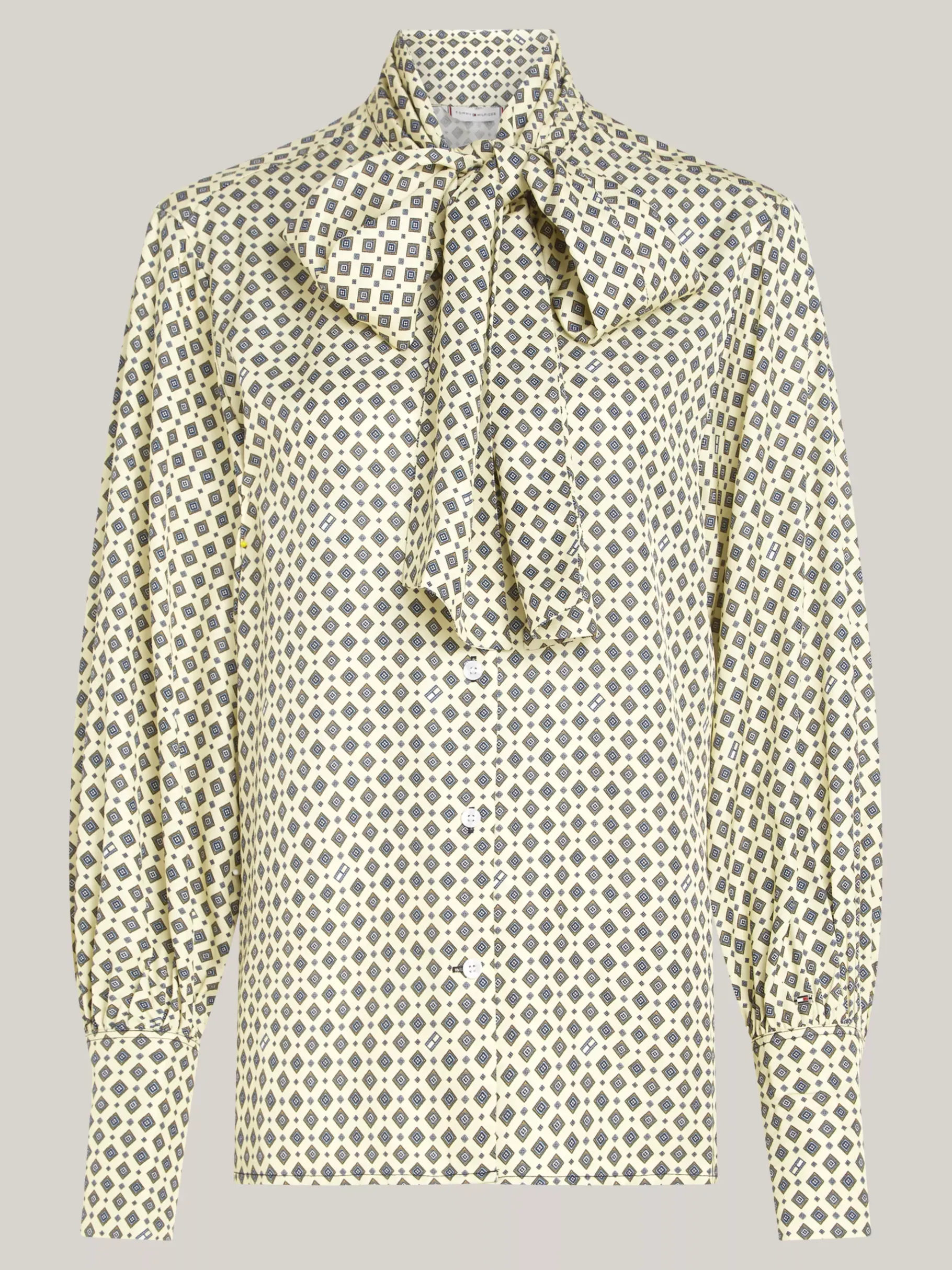 Tommy Hilfiger Curve Relaxed Fit Foulard-Bluse mit Bindeband HERITAGE FOULARD/ LEMON ZEST New