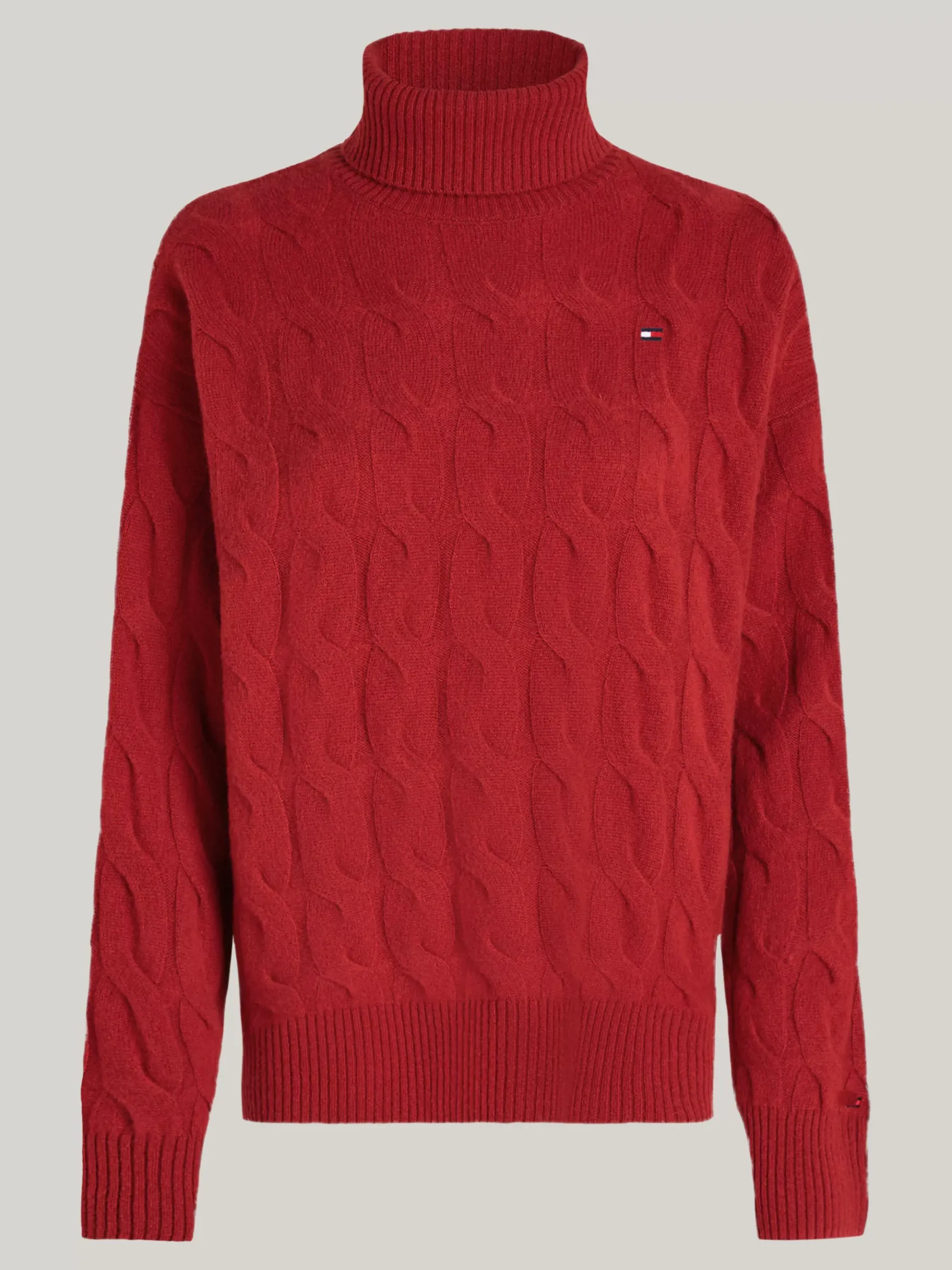 Tommy Hilfiger Curve Rollkragenpullover mit Zopfmuster DARK MAGMA Discount