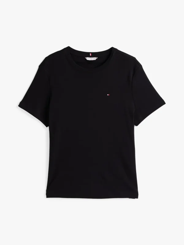 Tommy Hilfiger Curve Slim Fit T-Shirt mit aufgestickter Flag BLACK Outlet