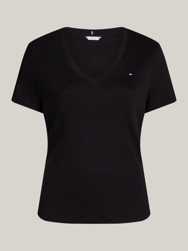 Tommy Hilfiger Curve Slim Fit T-Shirt mit V-Ausschnitt BLACK Hot