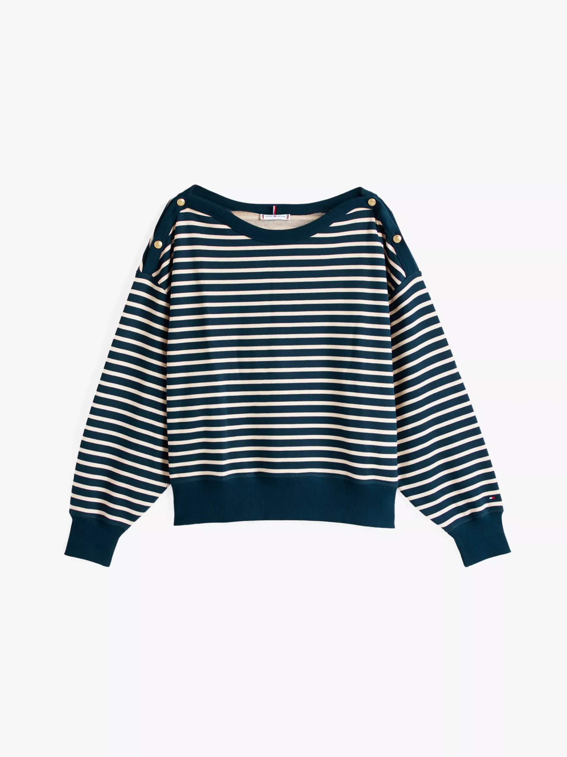 Tommy Hilfiger Curve Sweatshirt mit U-Boot-Ausschnitt BRETON STP COUNTRY IVORY/ NIGHT SKY New