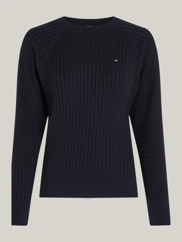 Tommy Hilfiger Curve Zopfmuster-Pullover mit Raglanärmeln DESERT SKY Cheap