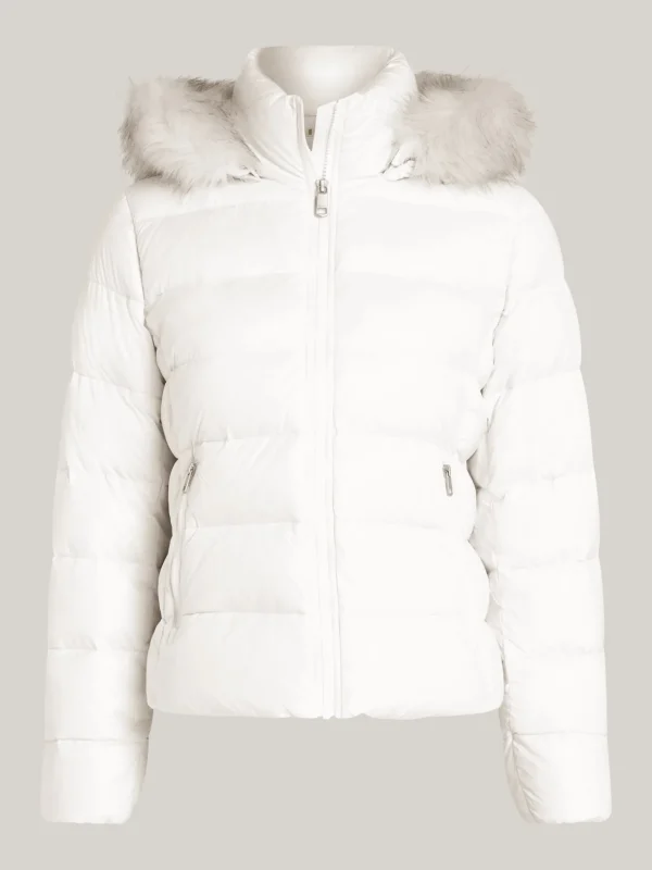 Tommy Hilfiger Daunenjacke mit Kunstpelz-Besatz ANCIENT WHITE New