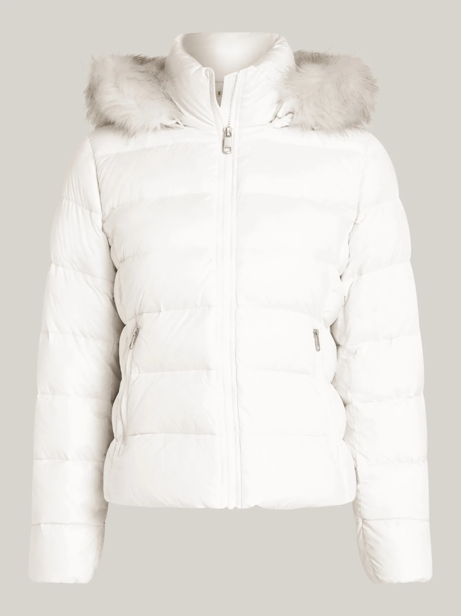 Tommy Hilfiger Daunenjacke mit Kunstpelz-Besatz ANCIENT WHITE New