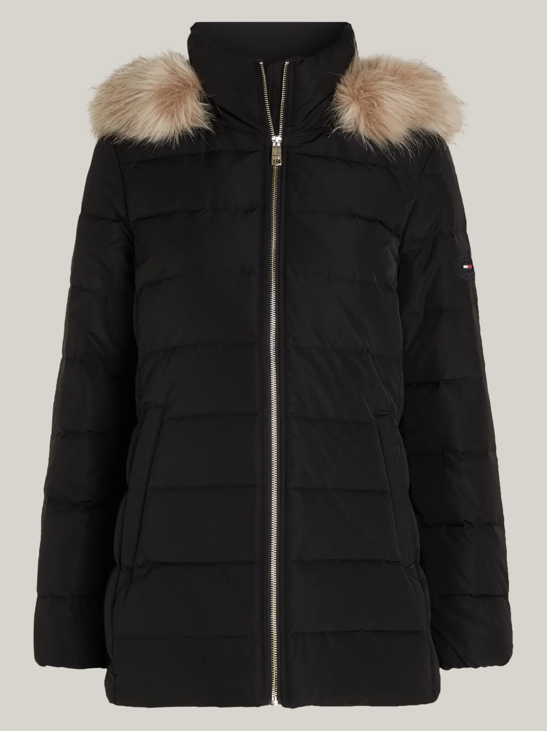 Tommy Hilfiger Daunenjacke mit Kunstpelz-Kapuze BLACK Cheap