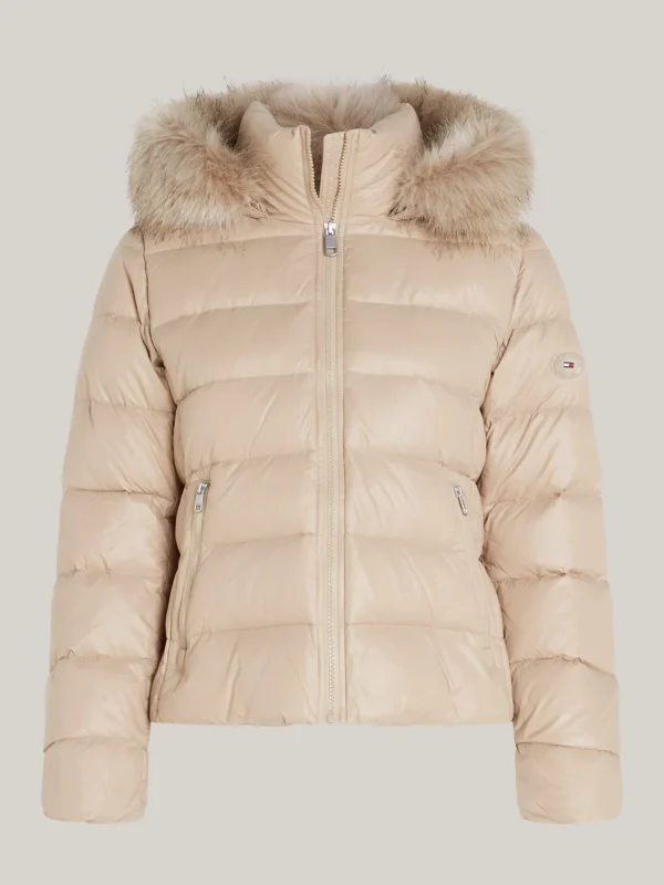 Tommy Hilfiger Daunenjacke mit Kunstpelz-Besatz BEIGE Sale