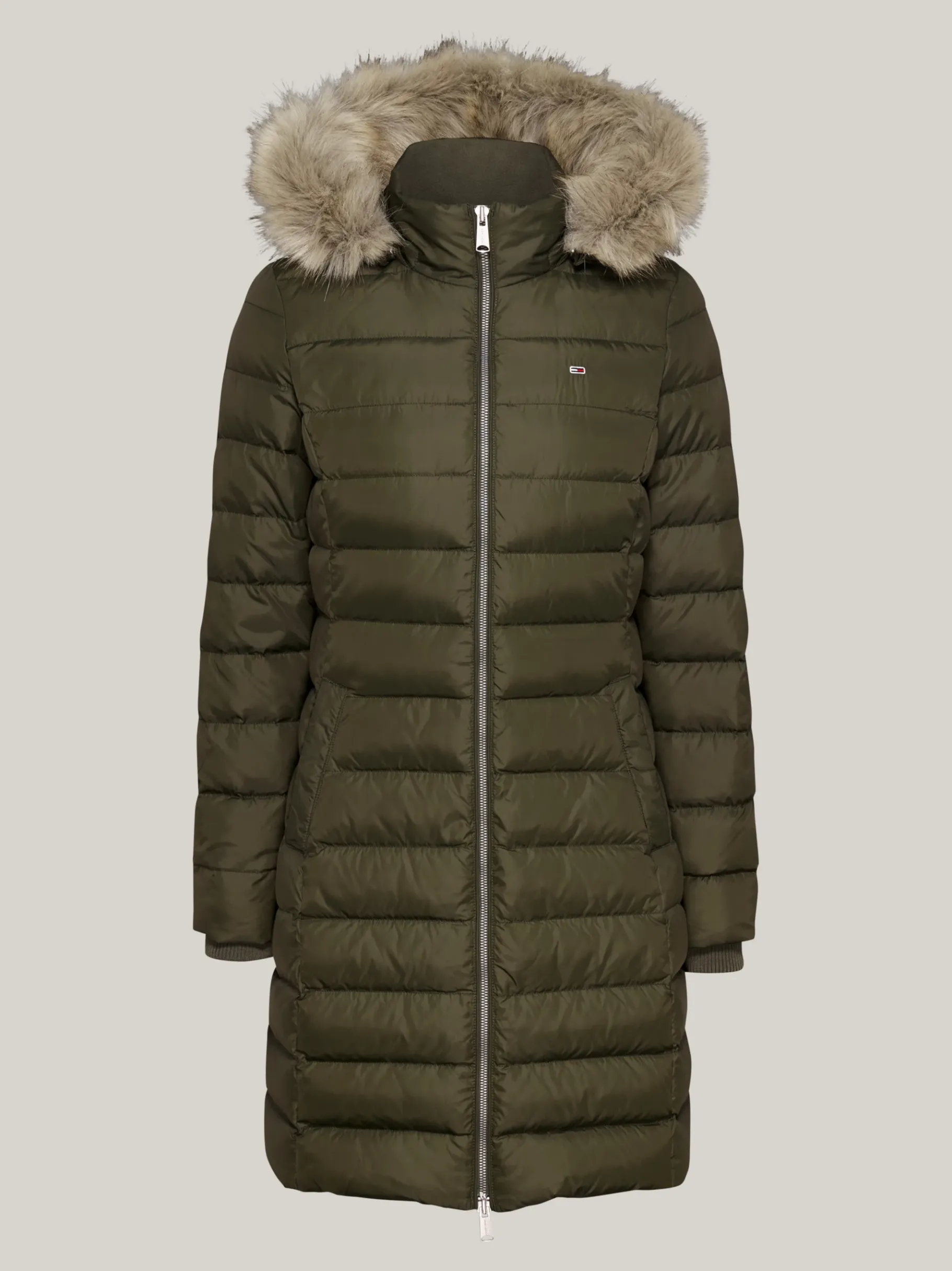 Tommy Hilfiger Daunenmantel mit Kapuze und Kunstpelz FATIGUE GREEN Cheap